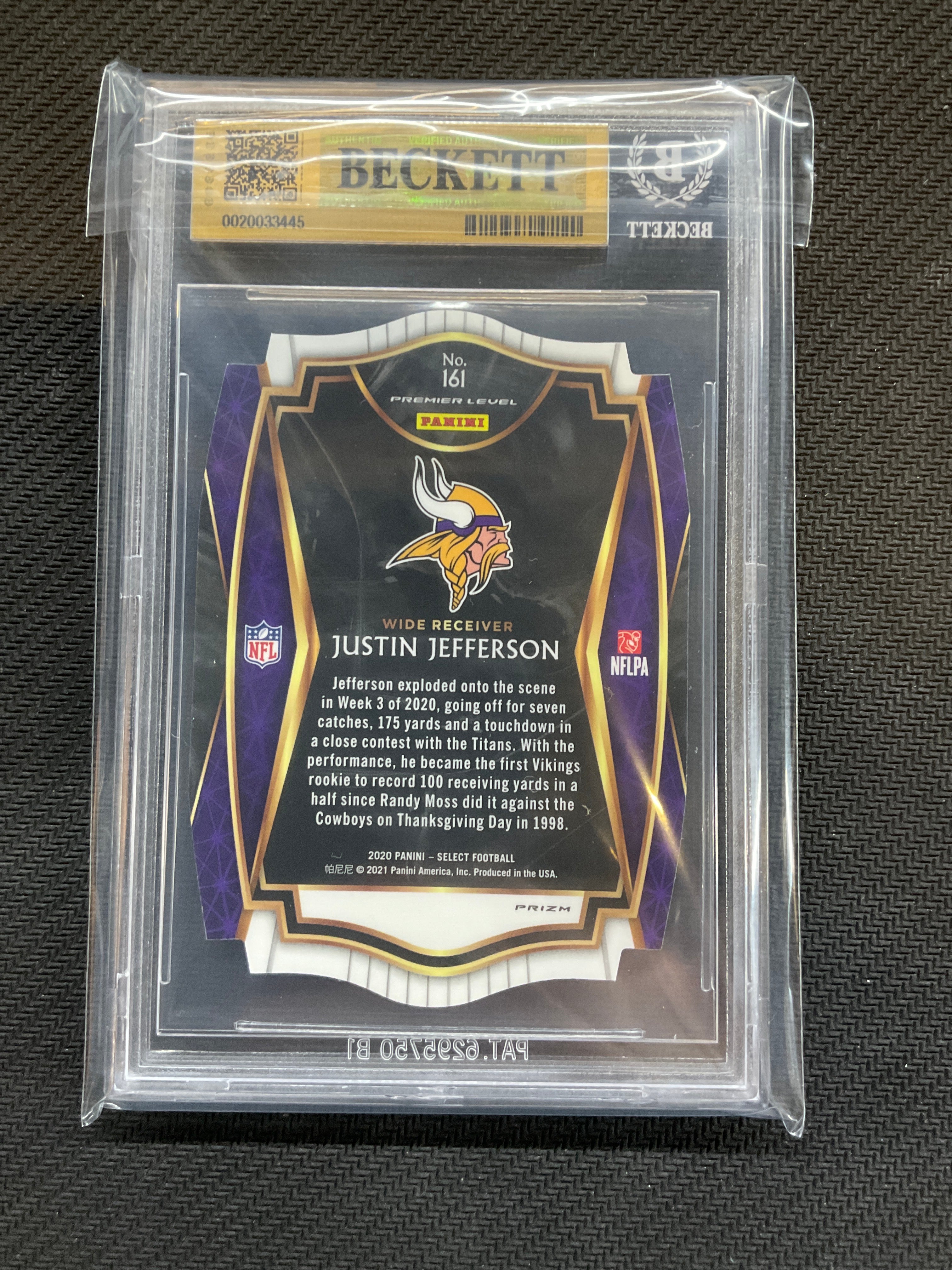 2020 Select Justin Jefferson Purple Die Cut BGS 9.5
