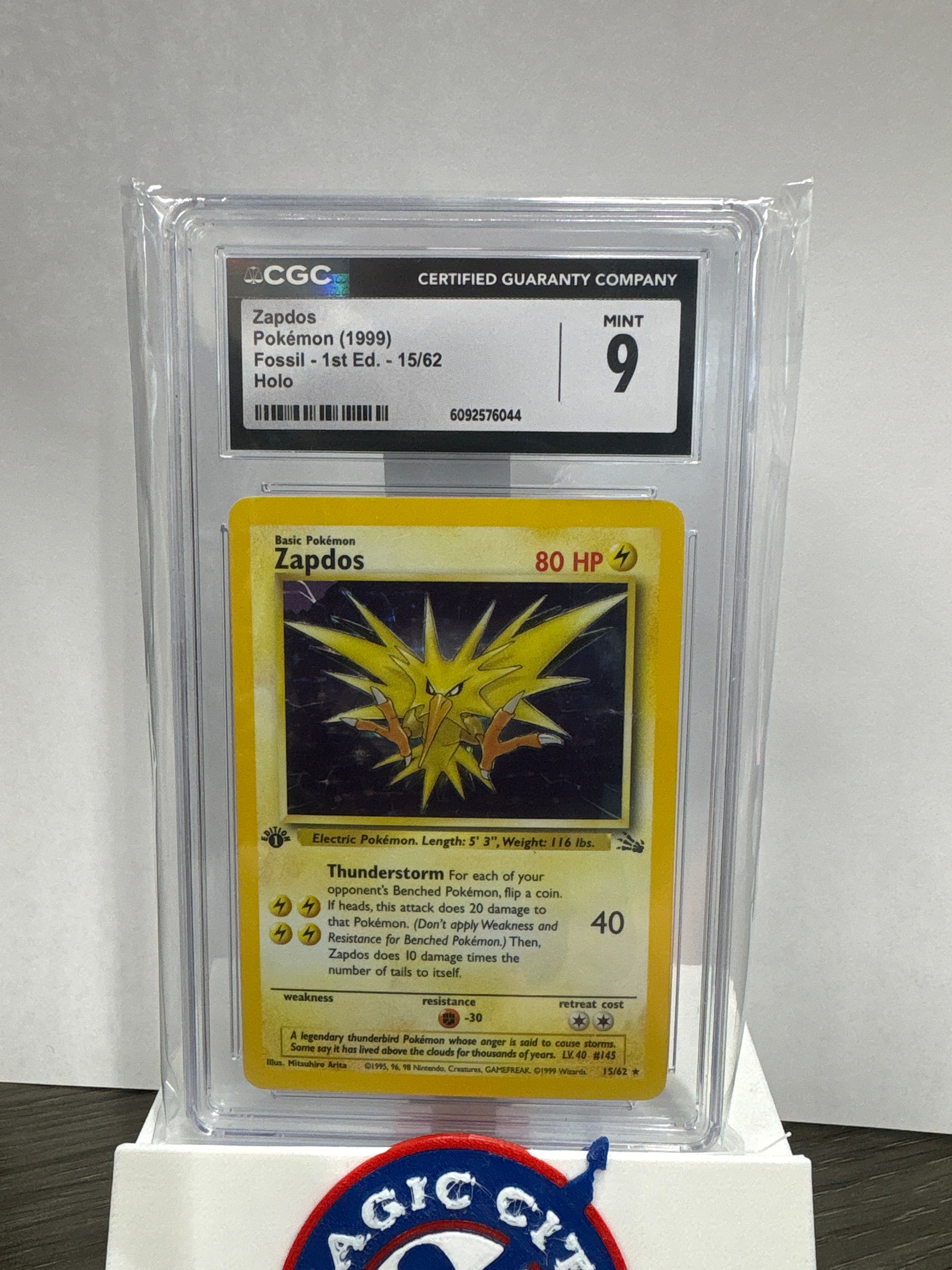 1999 Pokemon Fossil Zapdos Holo 15 1st Edition CGC 9