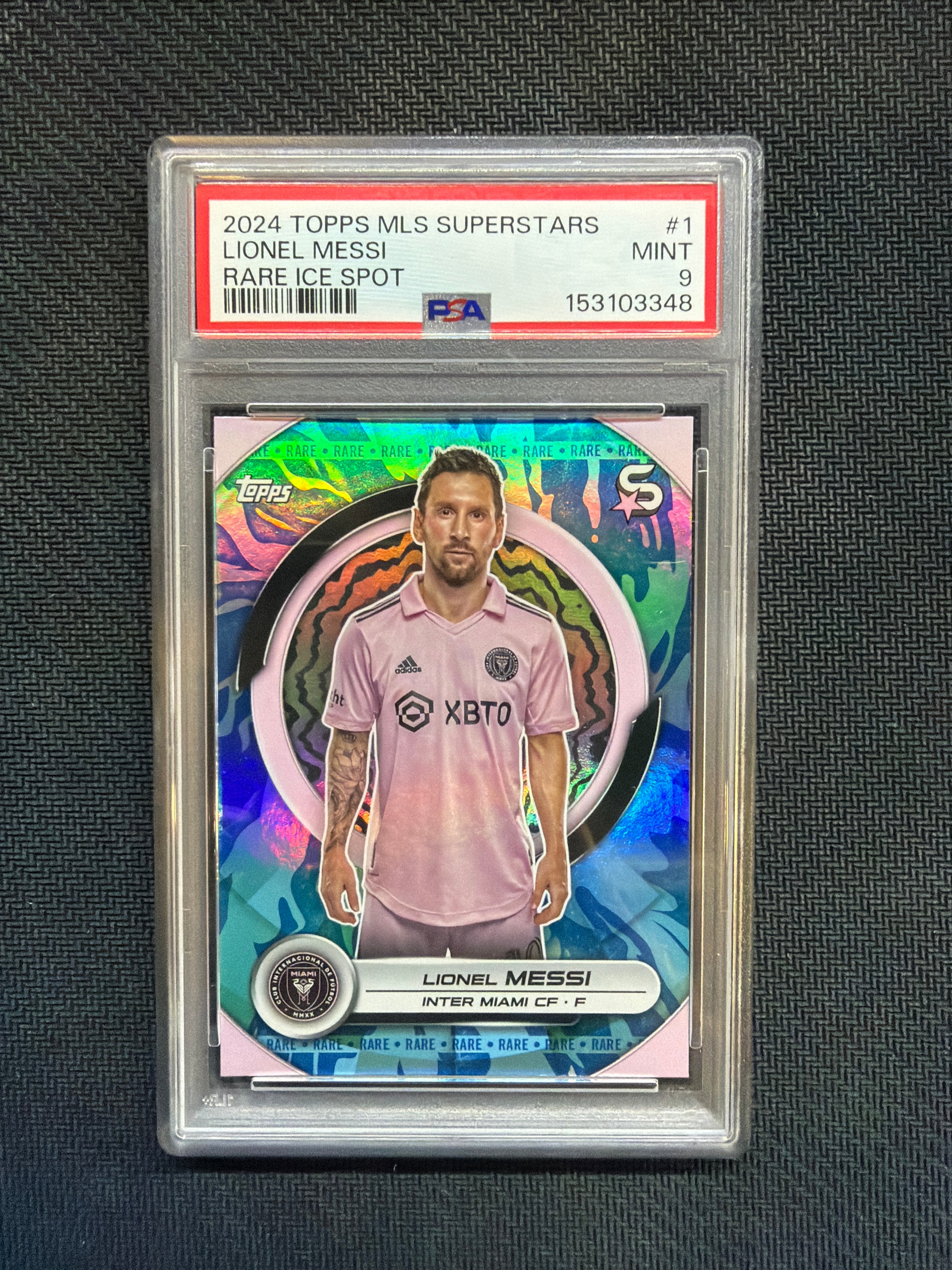 2024 Topps MLS Superstars Lionel Messi Rare Ice PSA 9 Inter Miami