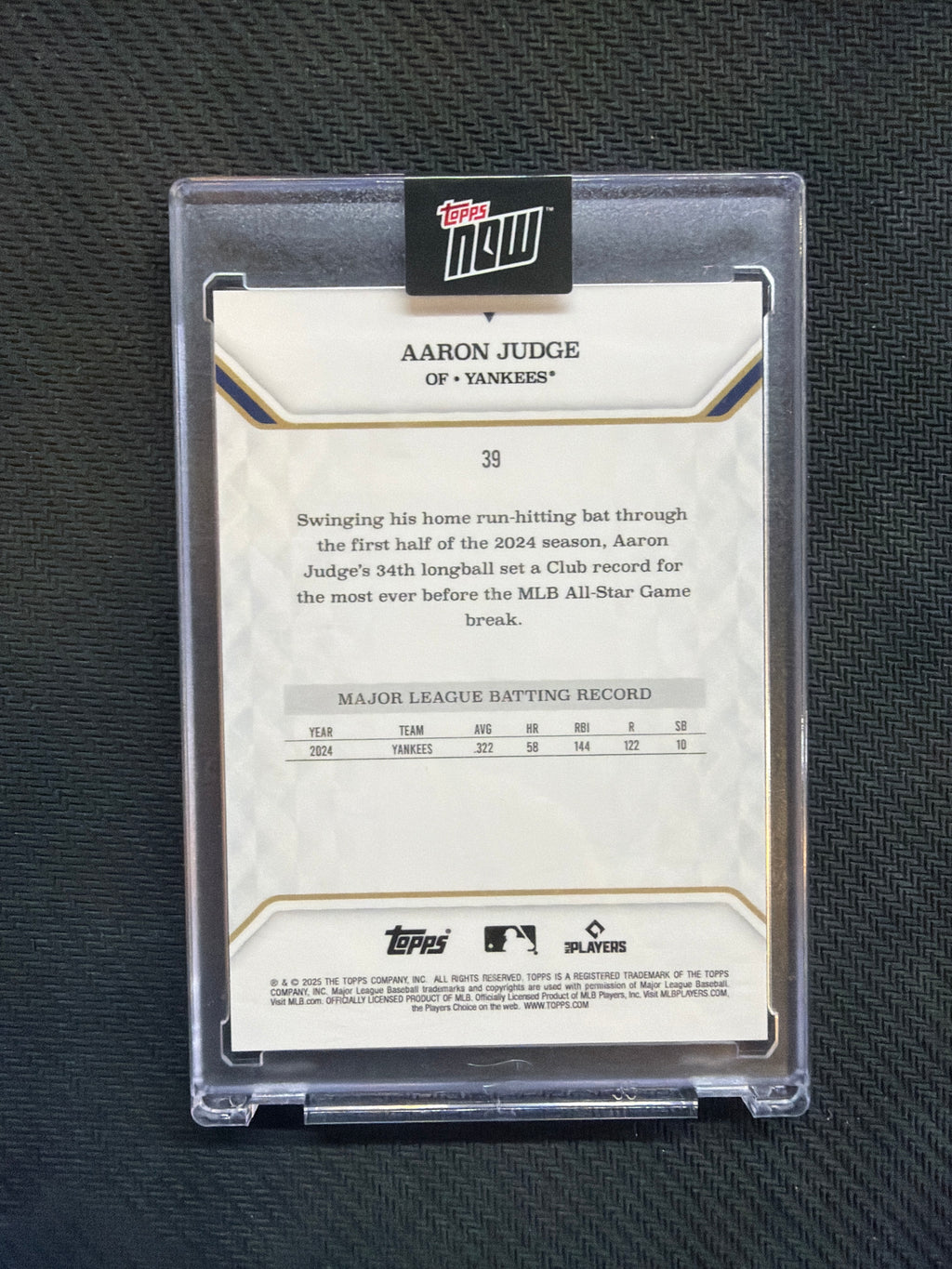 2025 Topps Now Aaron Judge Foil 1/1 AL MVP