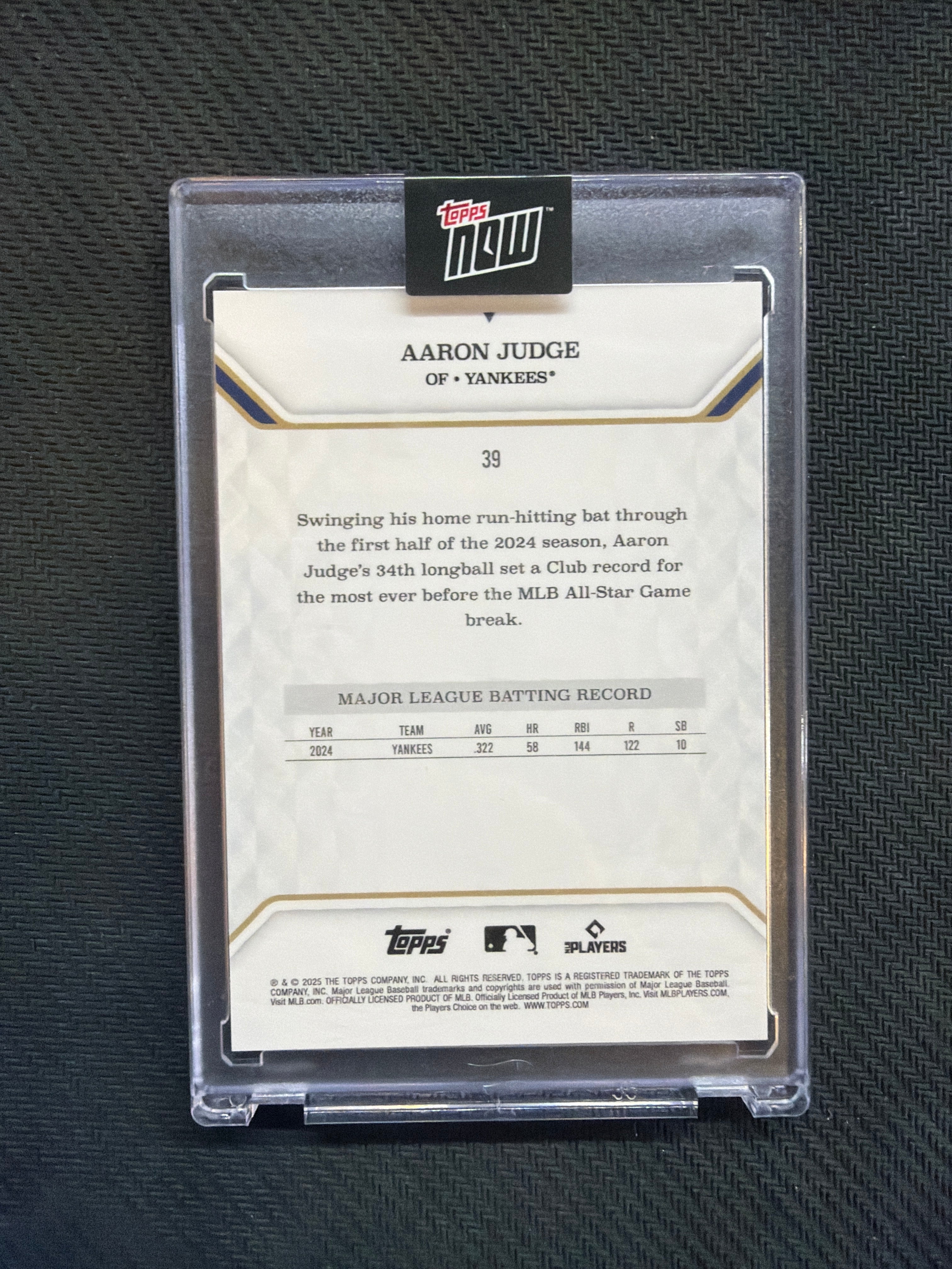 2025 Topps Now Aaron Judge Foil 1/1 AL MVP