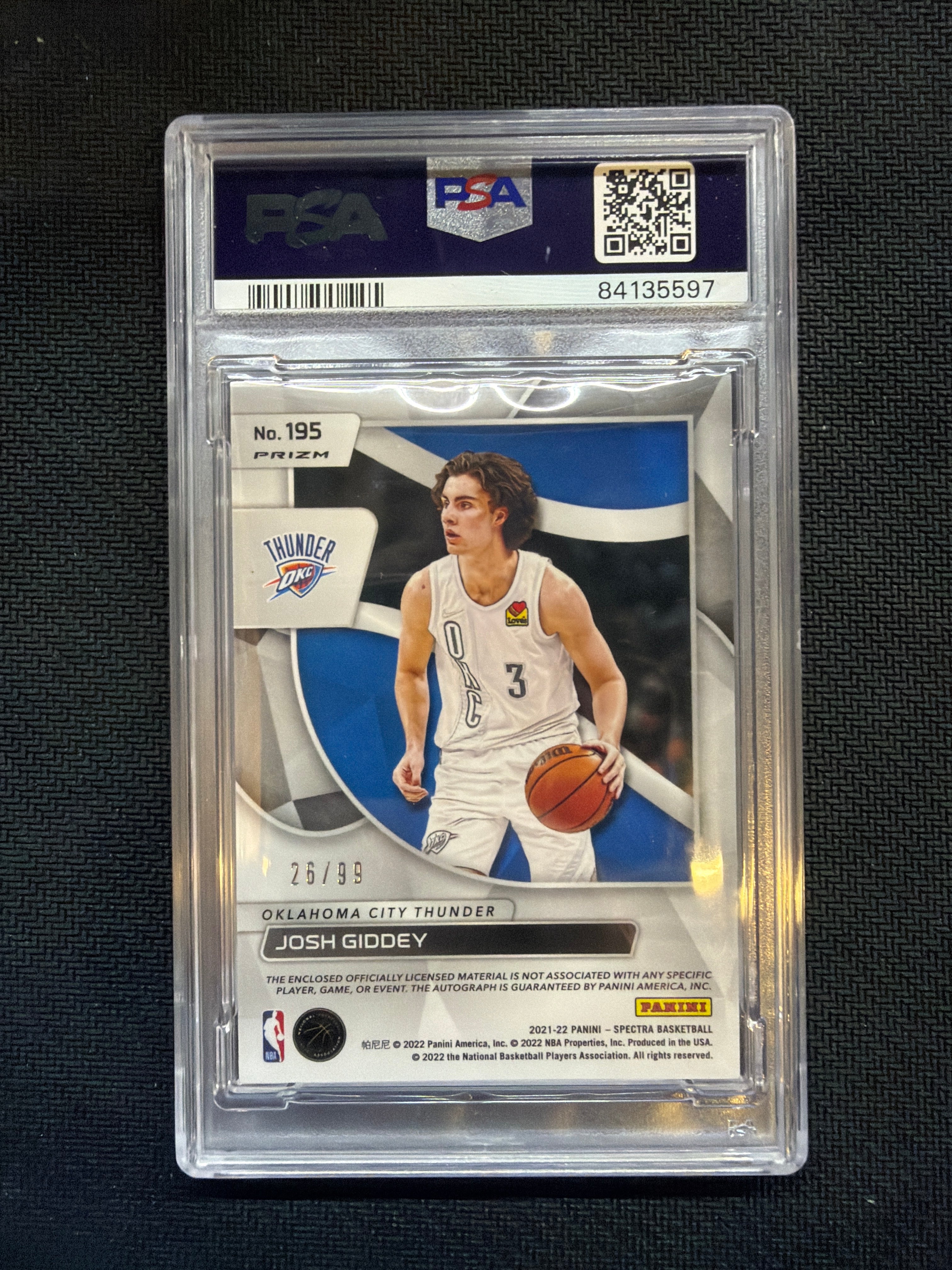 2021 Spectra Josh Giddey Patch Auto /99 PSA 9