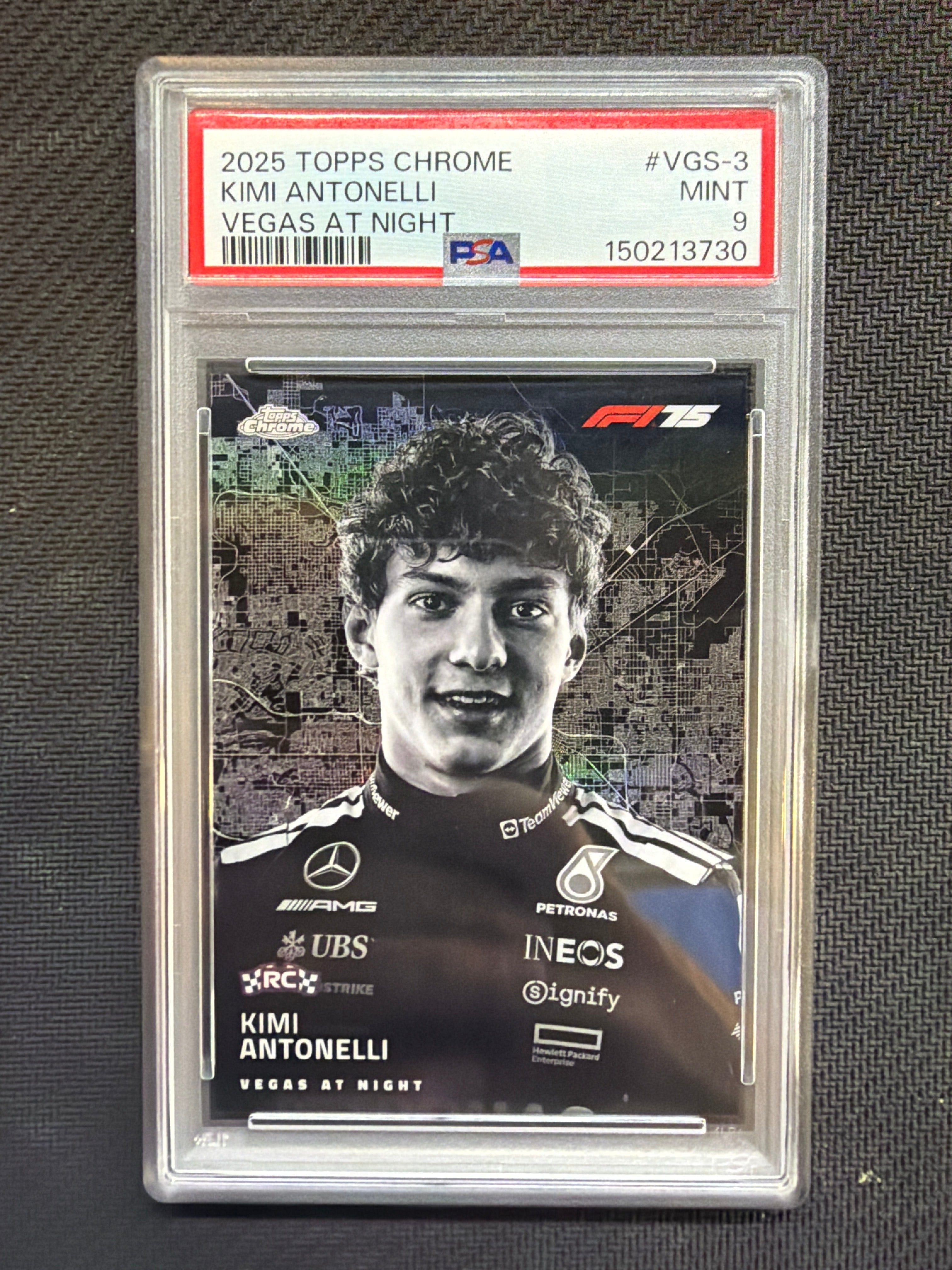 2025 Topps Chrome F1 Kimi Antonelli Rookie Vegas At Night PSA 9 730