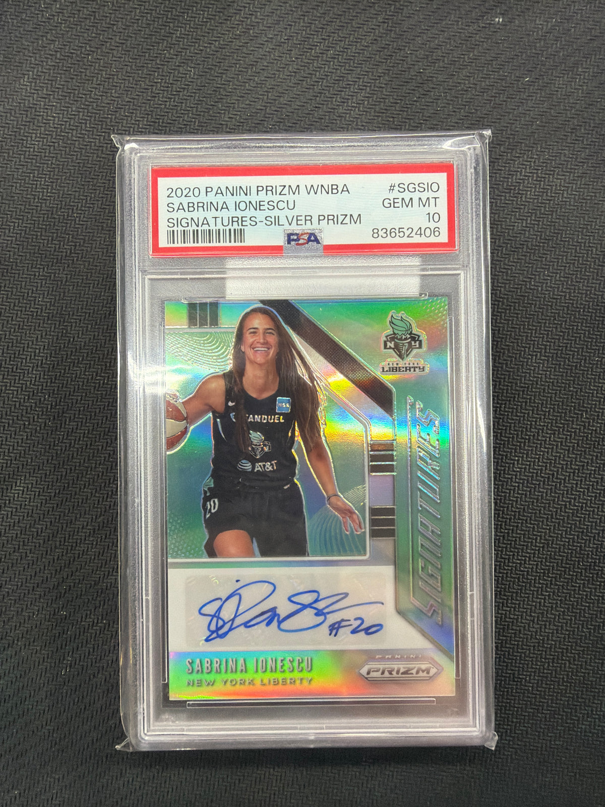 2020 Panini Prizm WNBA Sabrina Ionescu Rookie Silver Auto PSA 10 406