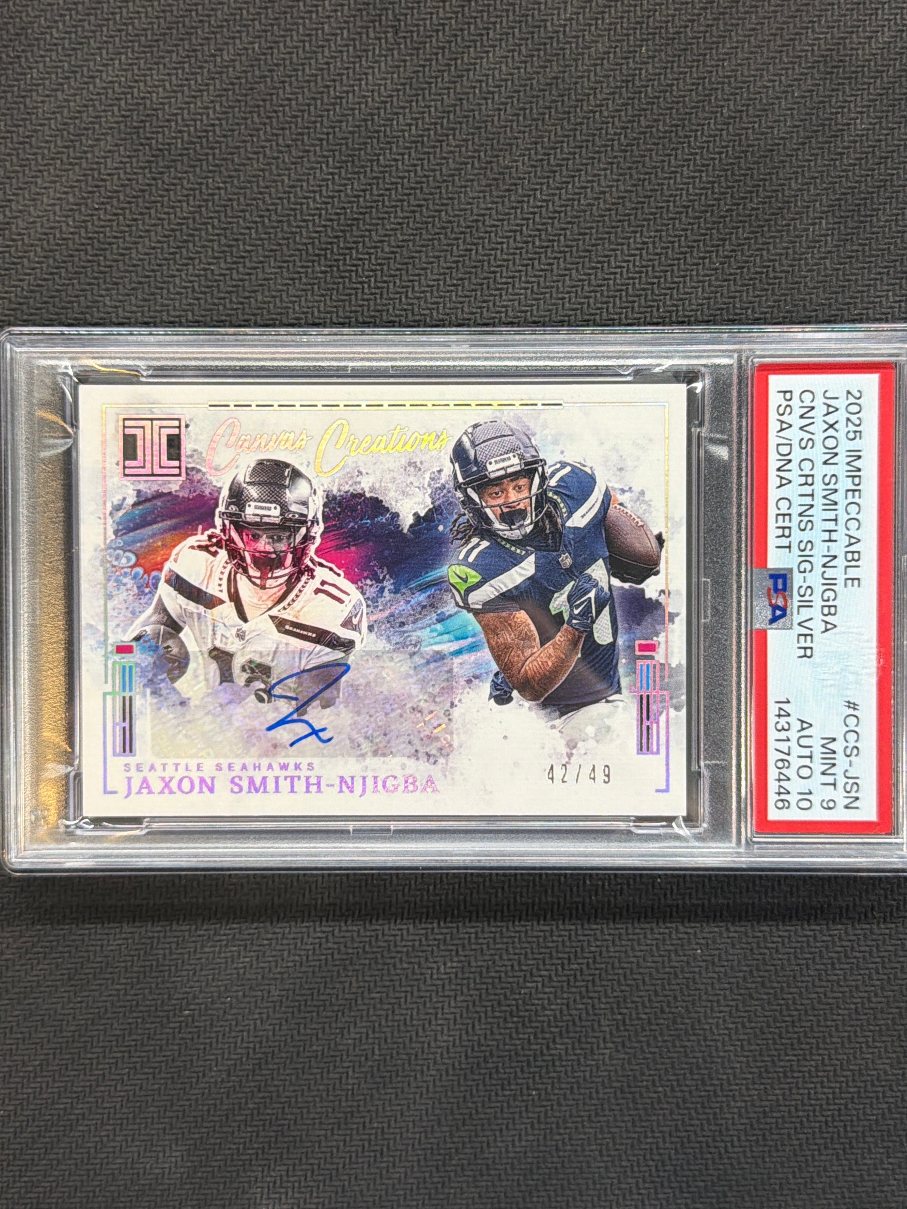 2025 Impeccable Jaxon Smith-Njigba Canvas Auto /49 PSA 9 10