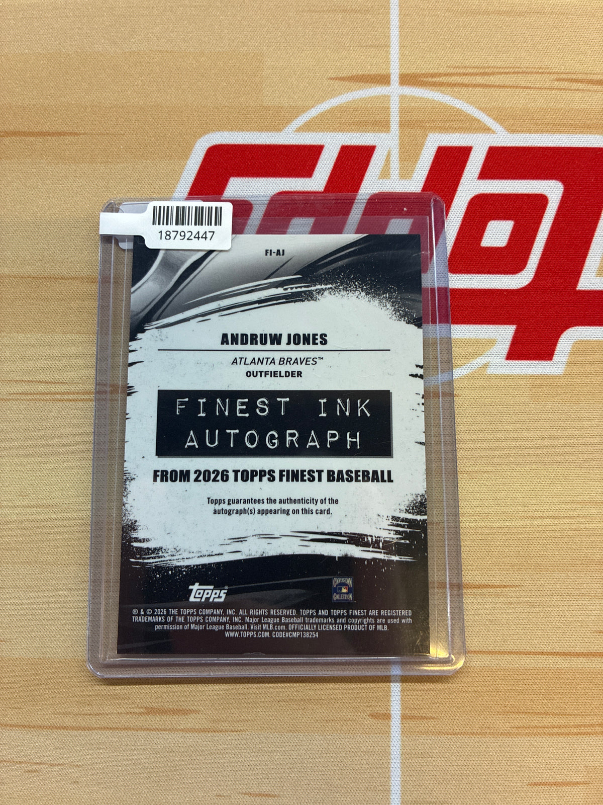 2026 Topps Finest Andruw Jones Finest Ink Auto Gold Refractor /50 #FI-AJ Braves