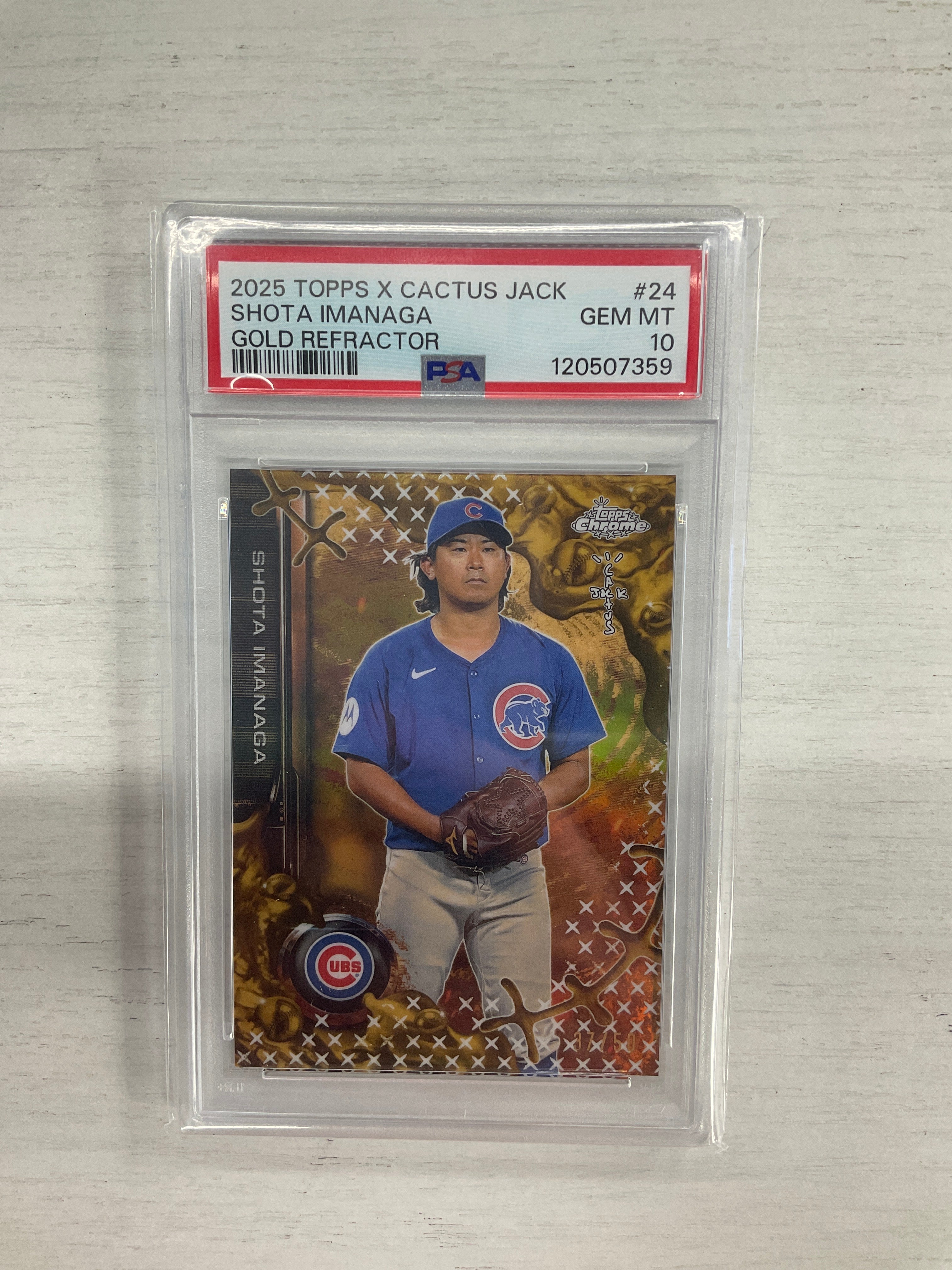 2025 Topps Chrome Cactus Jack Shota Imanaga Gold /50 PSA 10