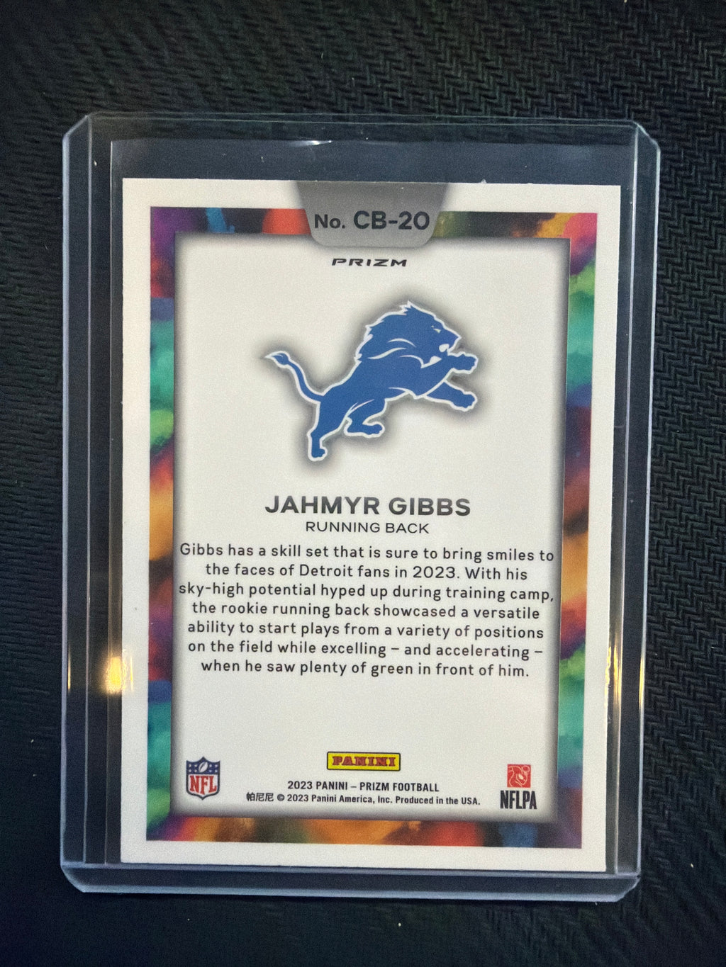 2023 Prizm Jahmyr Gibbs Rookie Color Blast #CB-20 Lions