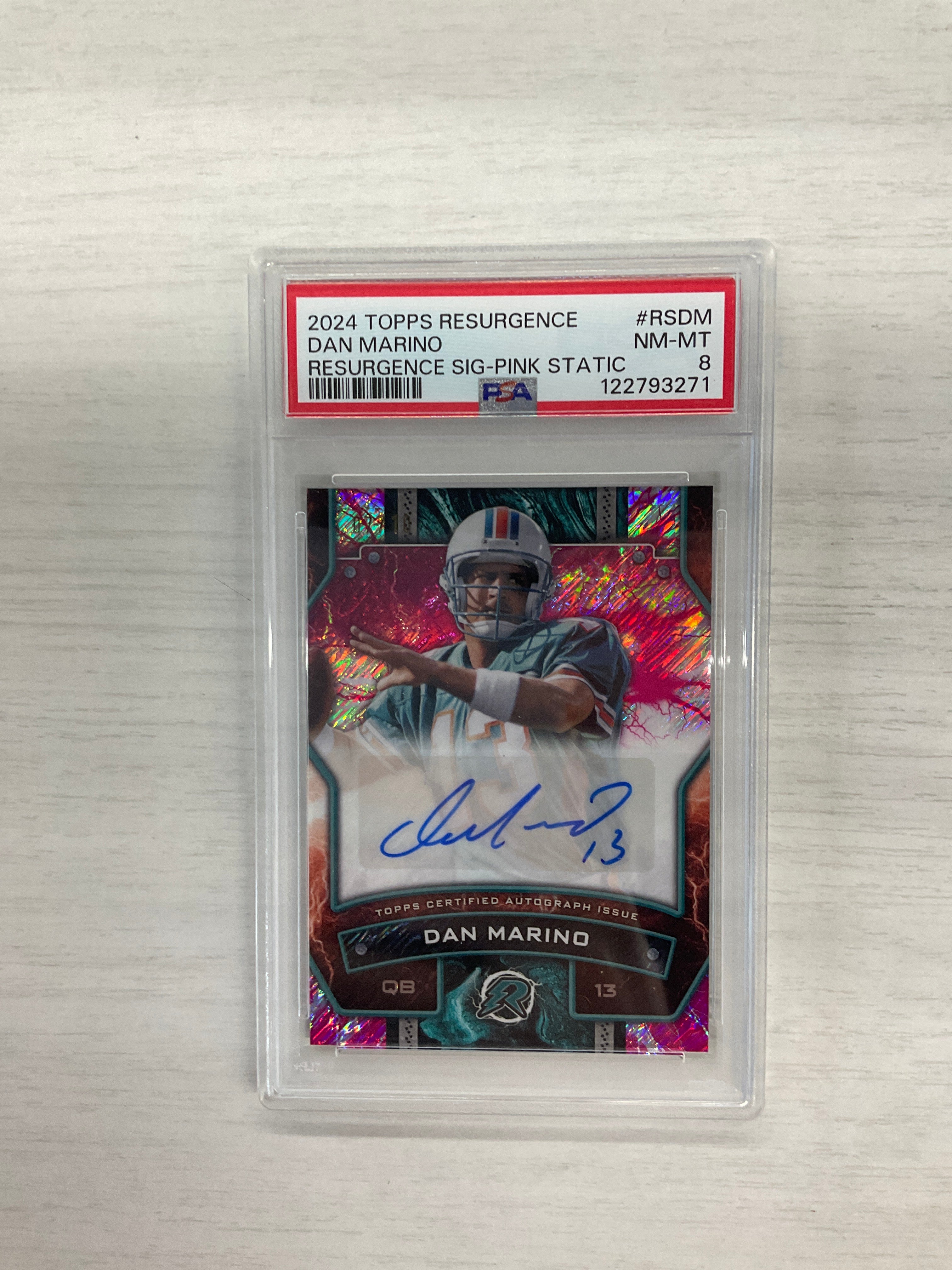 2024 Topps Resurgence Dan Marino Pink Auto /10 PSA 8