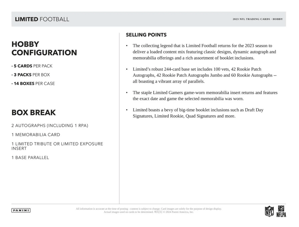 2023 Panini Limited Football Hobby Box