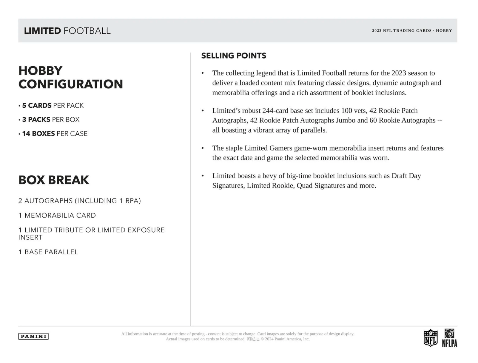 2023 Panini Limited Football Hobby Box