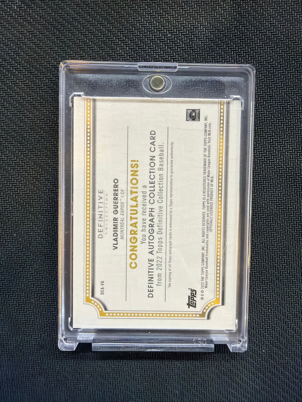 2022 Topps Definitive Vladimir Guerrero Auto /25 Montreal