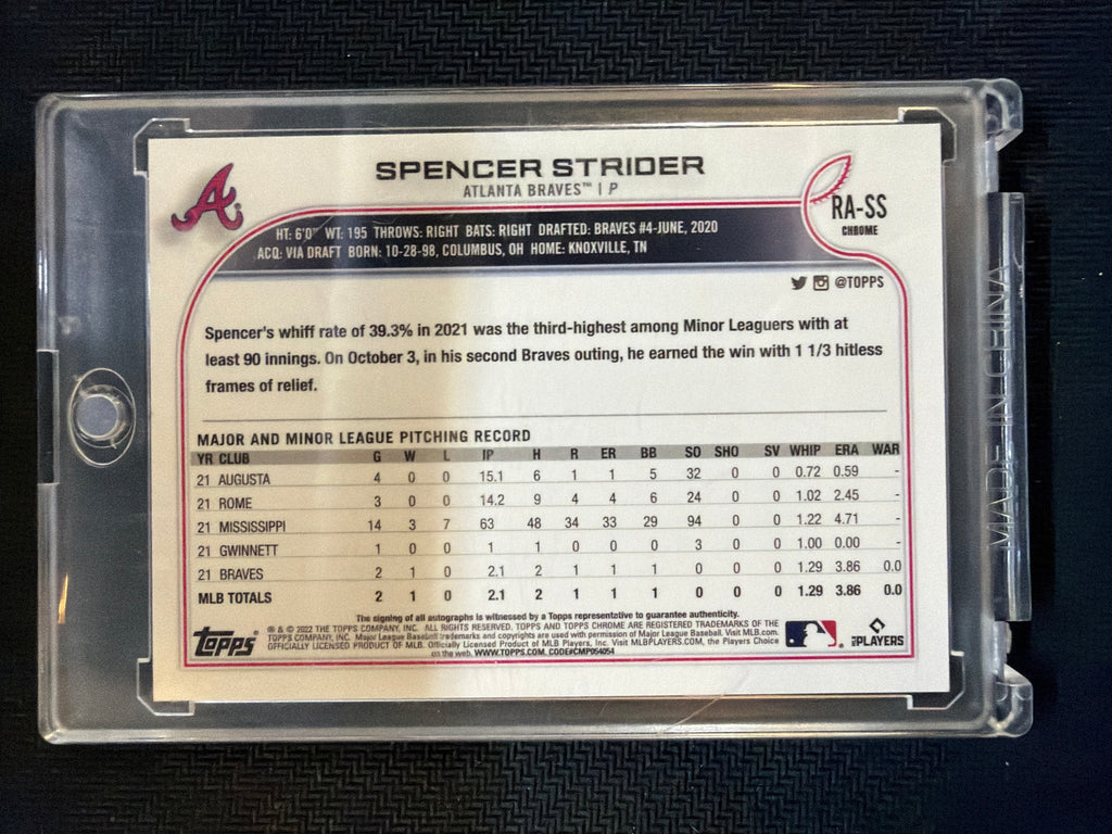 2022 Topps Chrome Spencer Strider Rookie Auto #RA-SS Braves