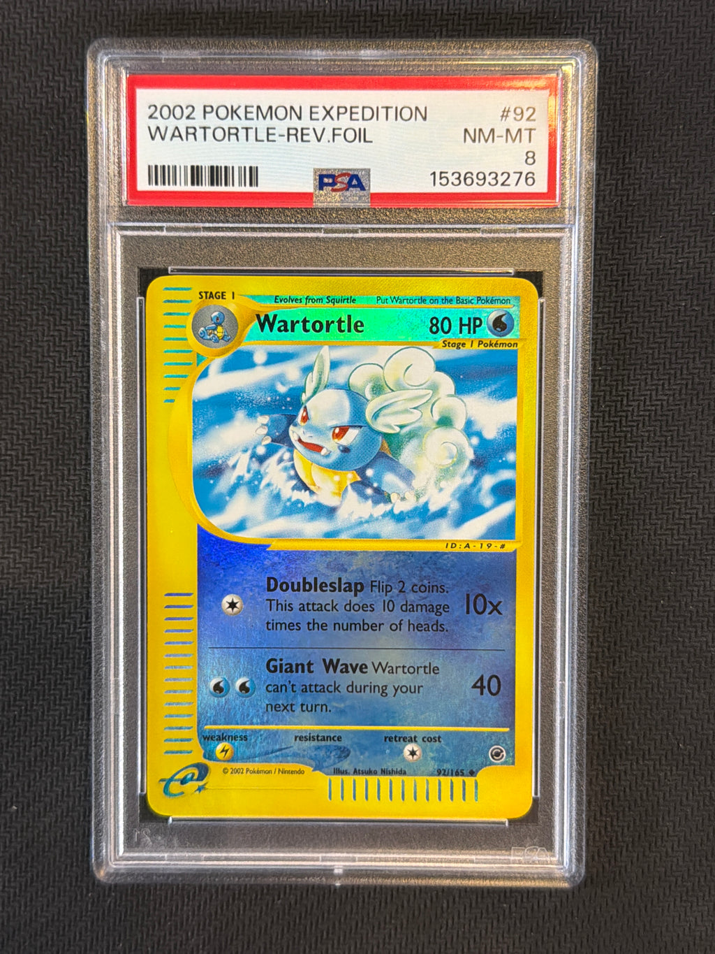 2002 Pokemon Expedition Wartortle Rev. Foil 92 PSA 8