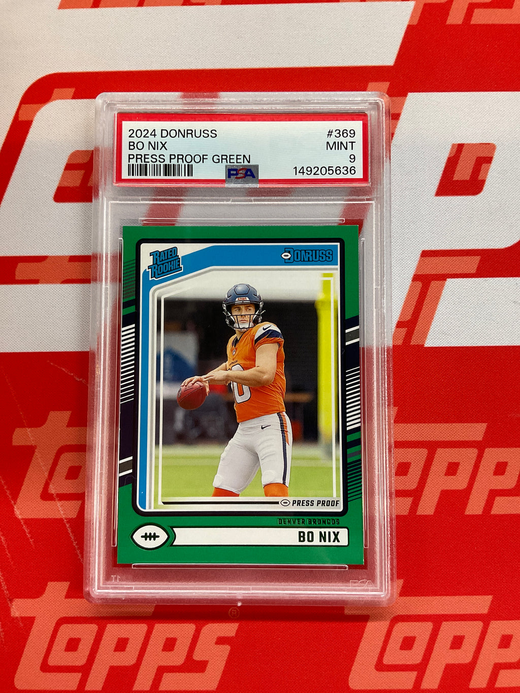 2024 Donruss Bo Nix Rookie Green 369 PSA 9 636