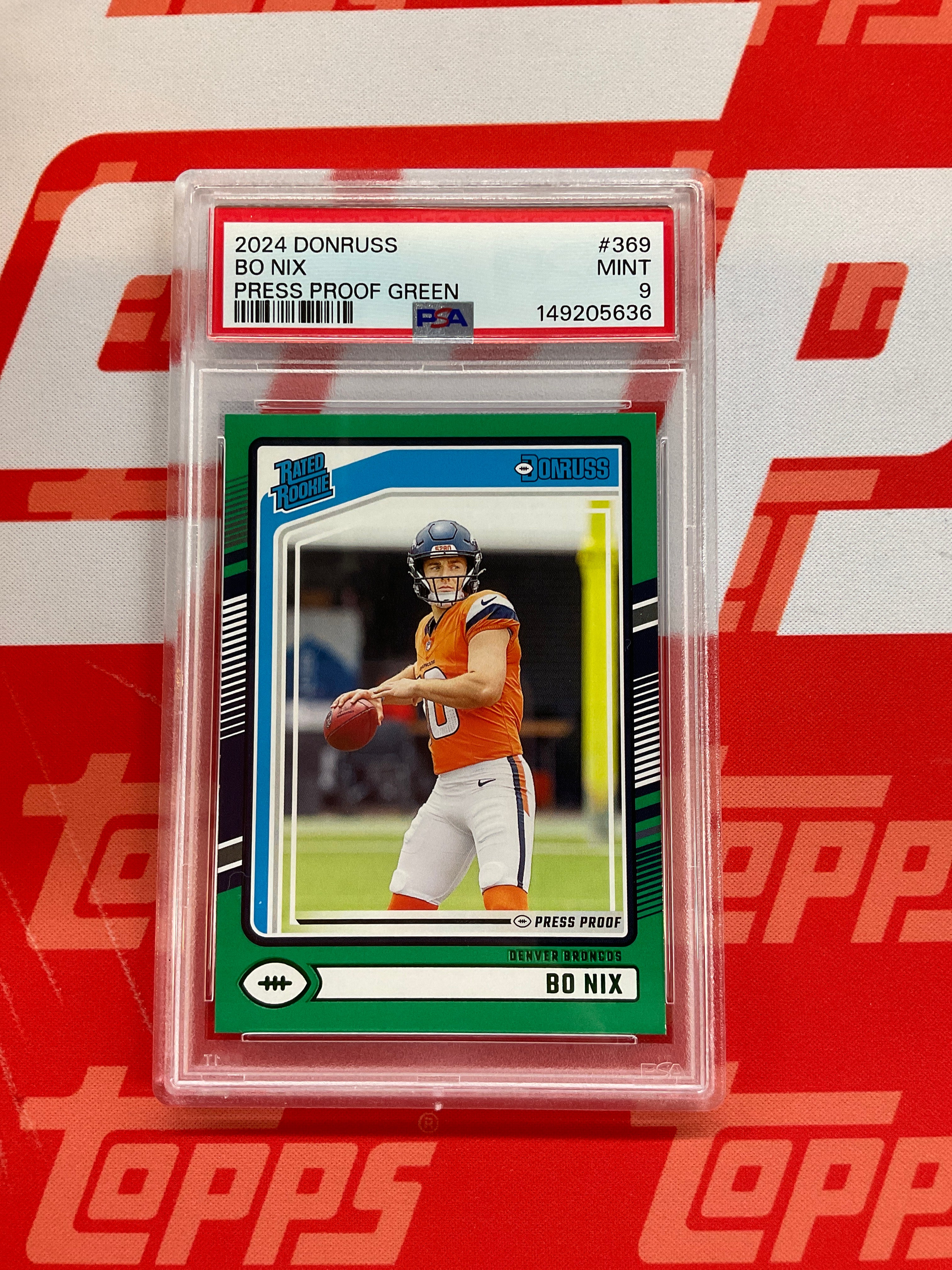 2024 Donruss Bo Nix Rookie Green 369 PSA 9 636