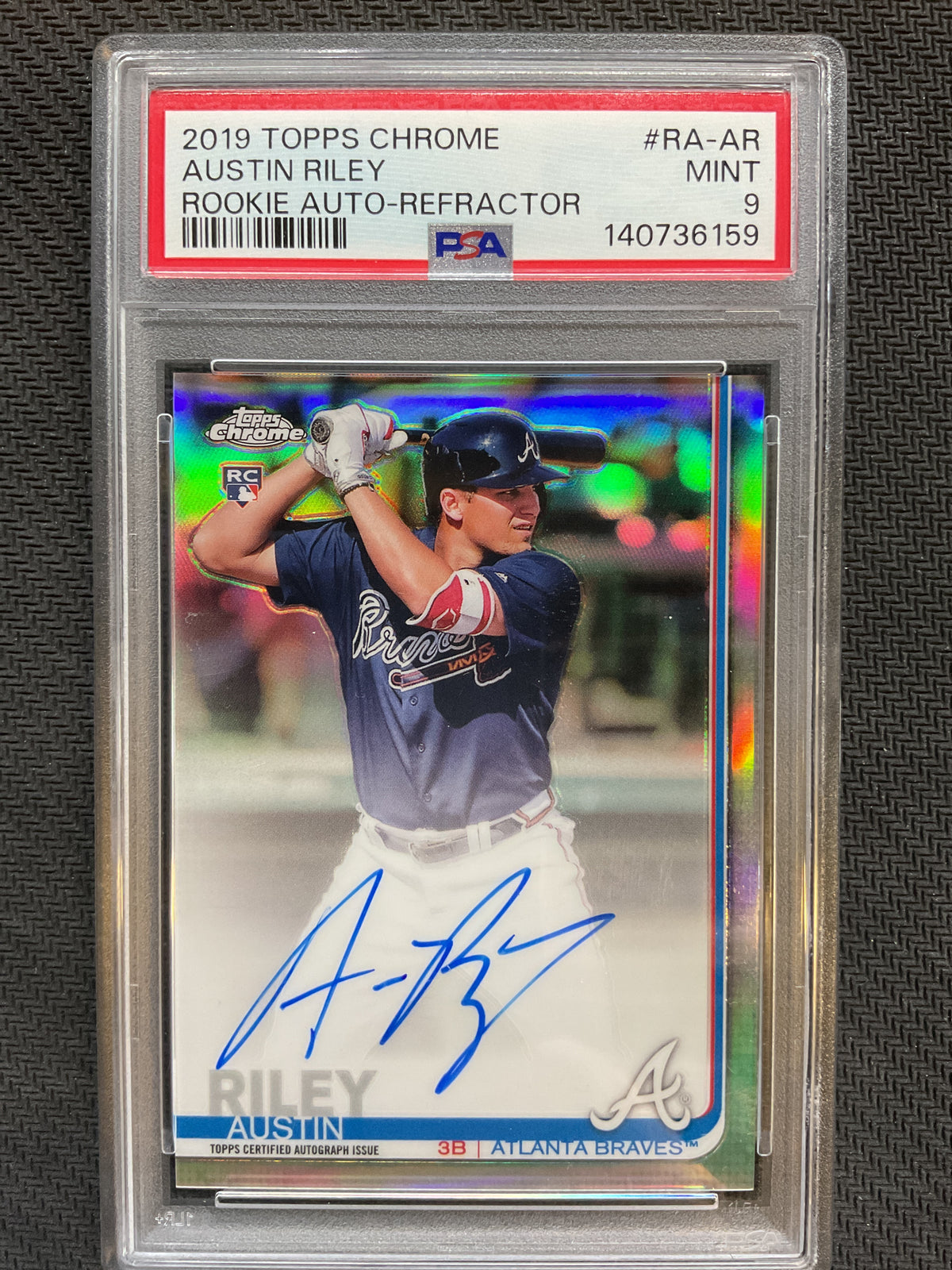 2019 Topps Chrome Austin Riley Rookie Refractor Auto /499 PSA 9 Braves