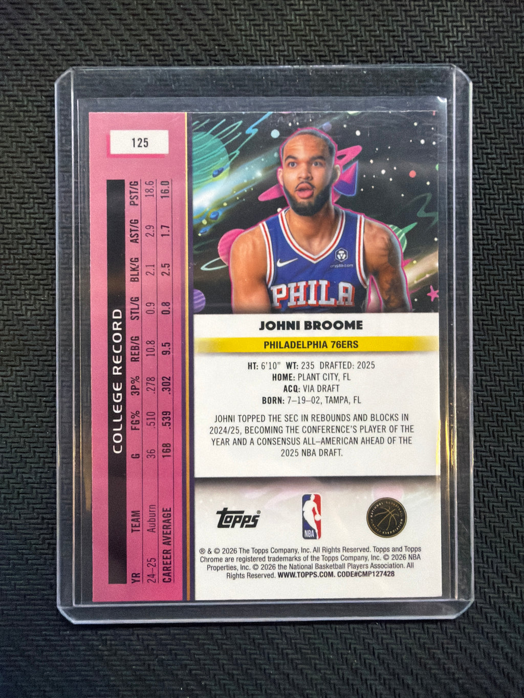 2026 Topps Chrome Cosmic Johni Broome Blue /99