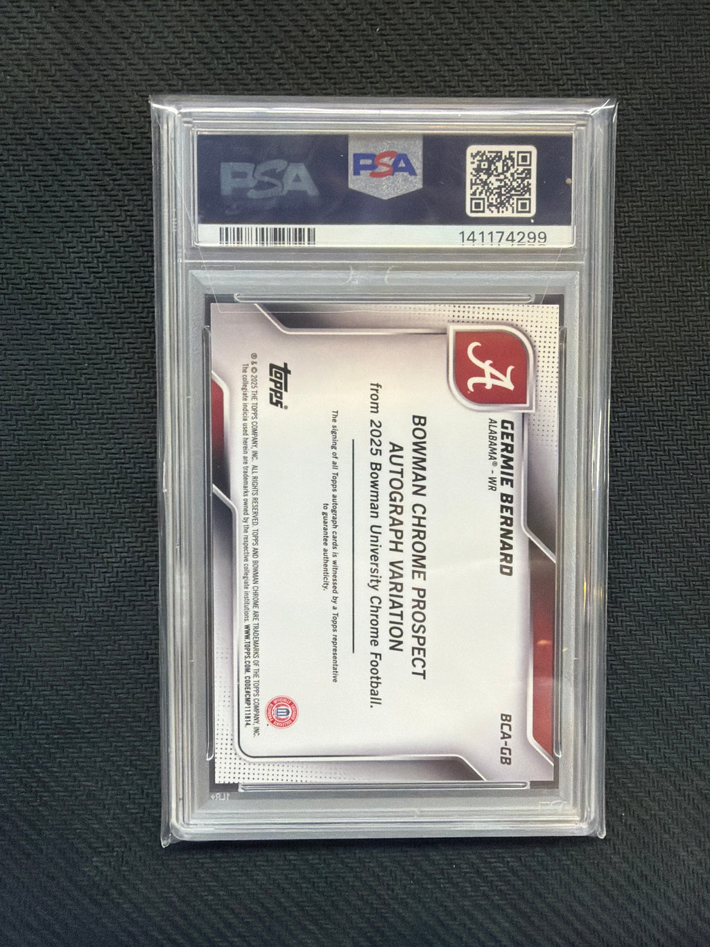 2025 Bowman U Chrome Germie Bernard Auto /25 PSA 9 Alabama