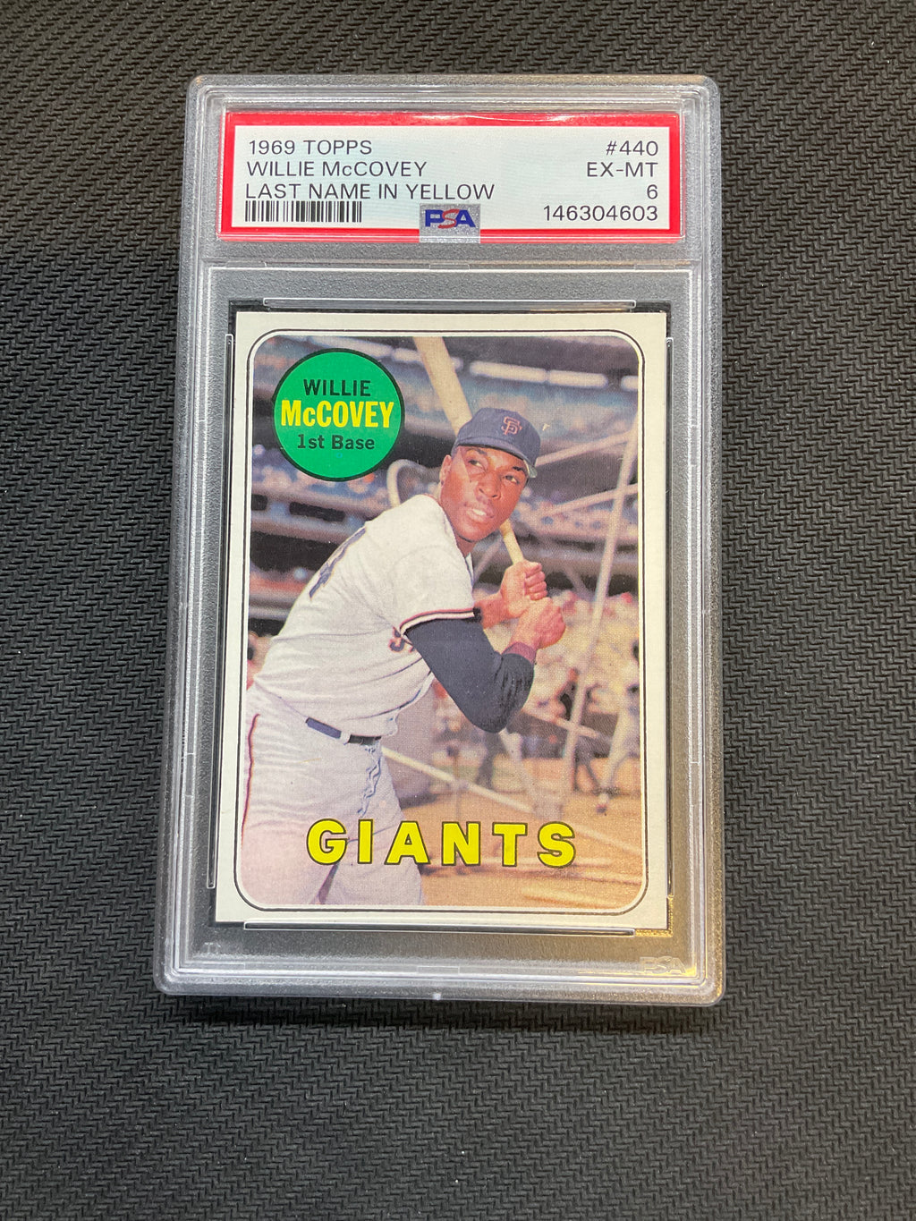 1969 Topps Willie MCcovey Last Name Yellos PSA 6 #440