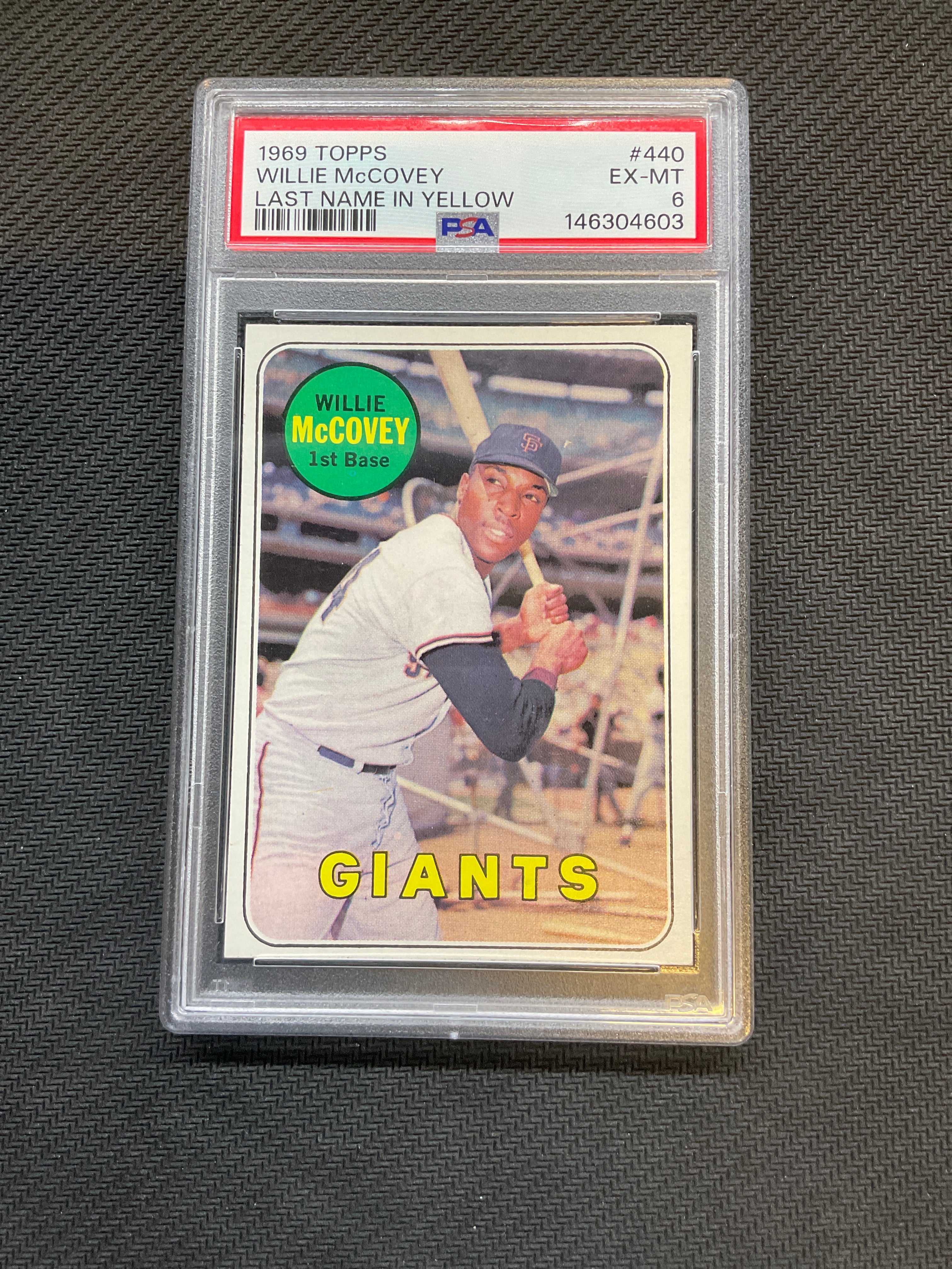 1969 Topps Willie MCcovey Last Name Yellos PSA 6 #440