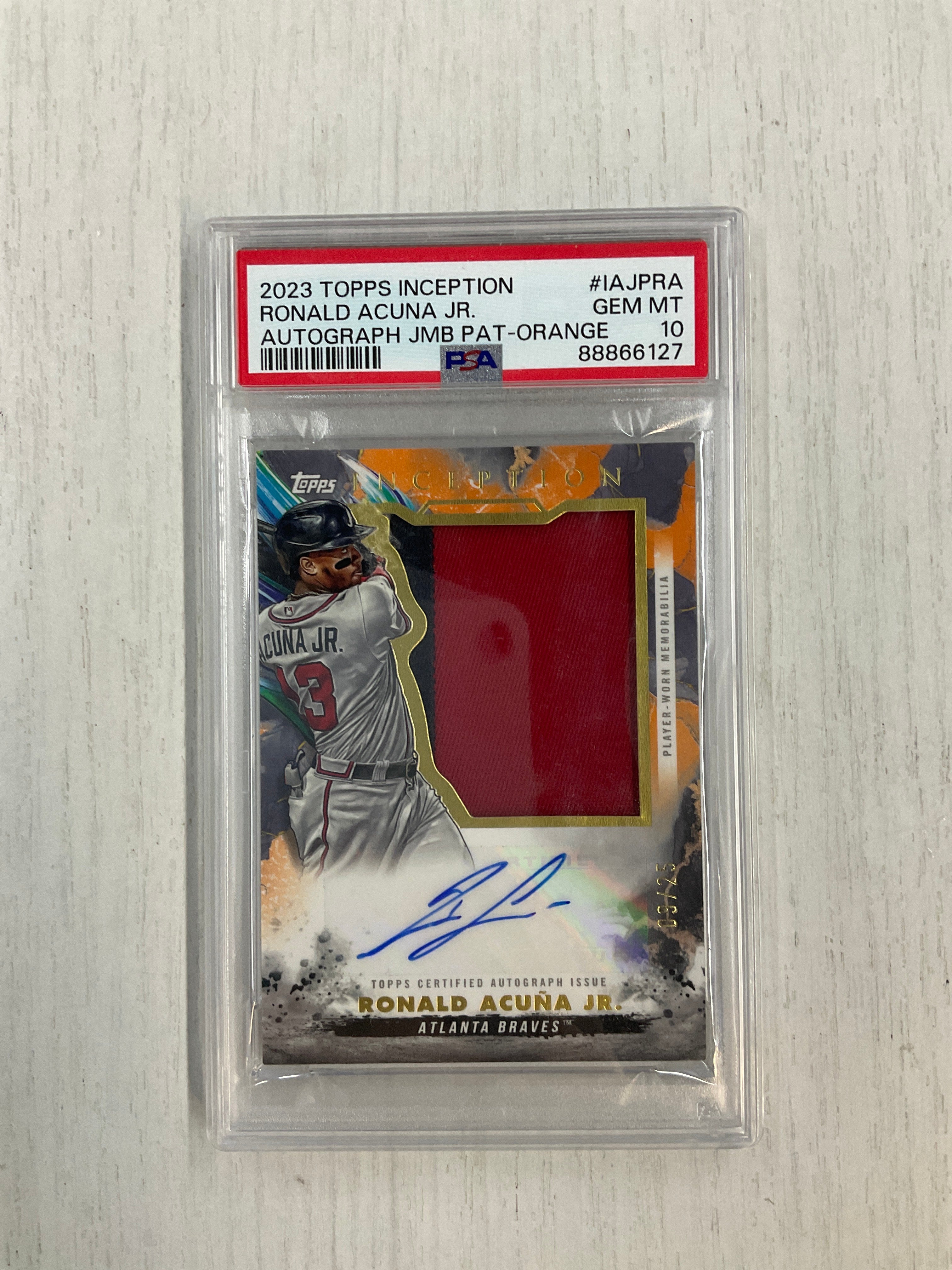 2023 Topps Inception Ronald Acuna Jr. Patch Auto /25 PSA 10
