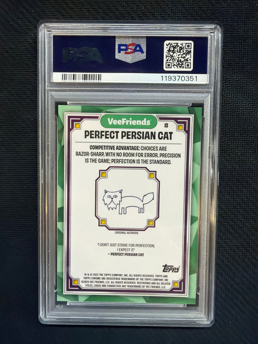 2025 Topps Chrome VeeFriends Perfect Persian Cat Shimmer Refractor PSA 10