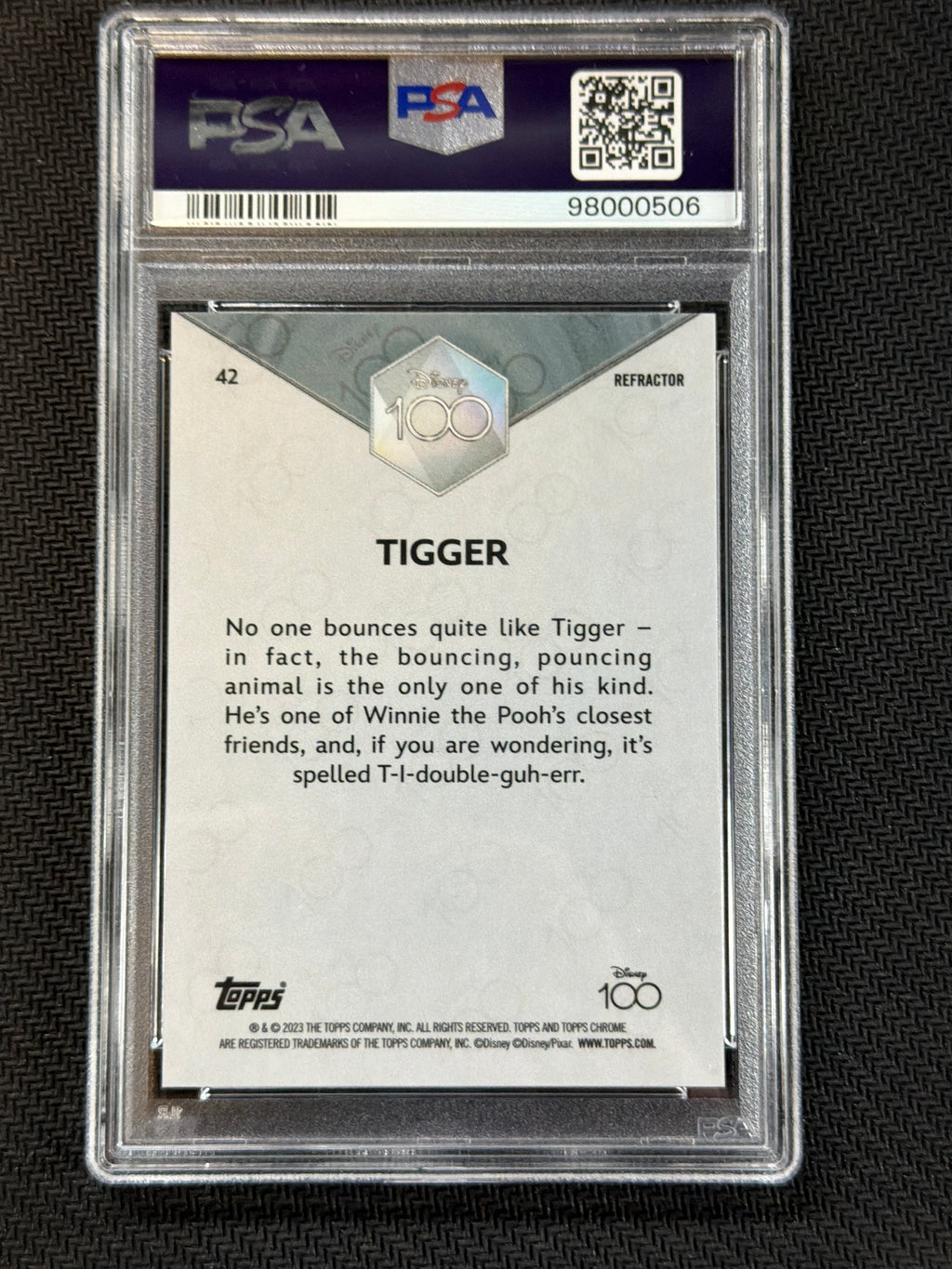 2023 Topps Chrome Disney 100 Tigger Refractor PSA 9 506