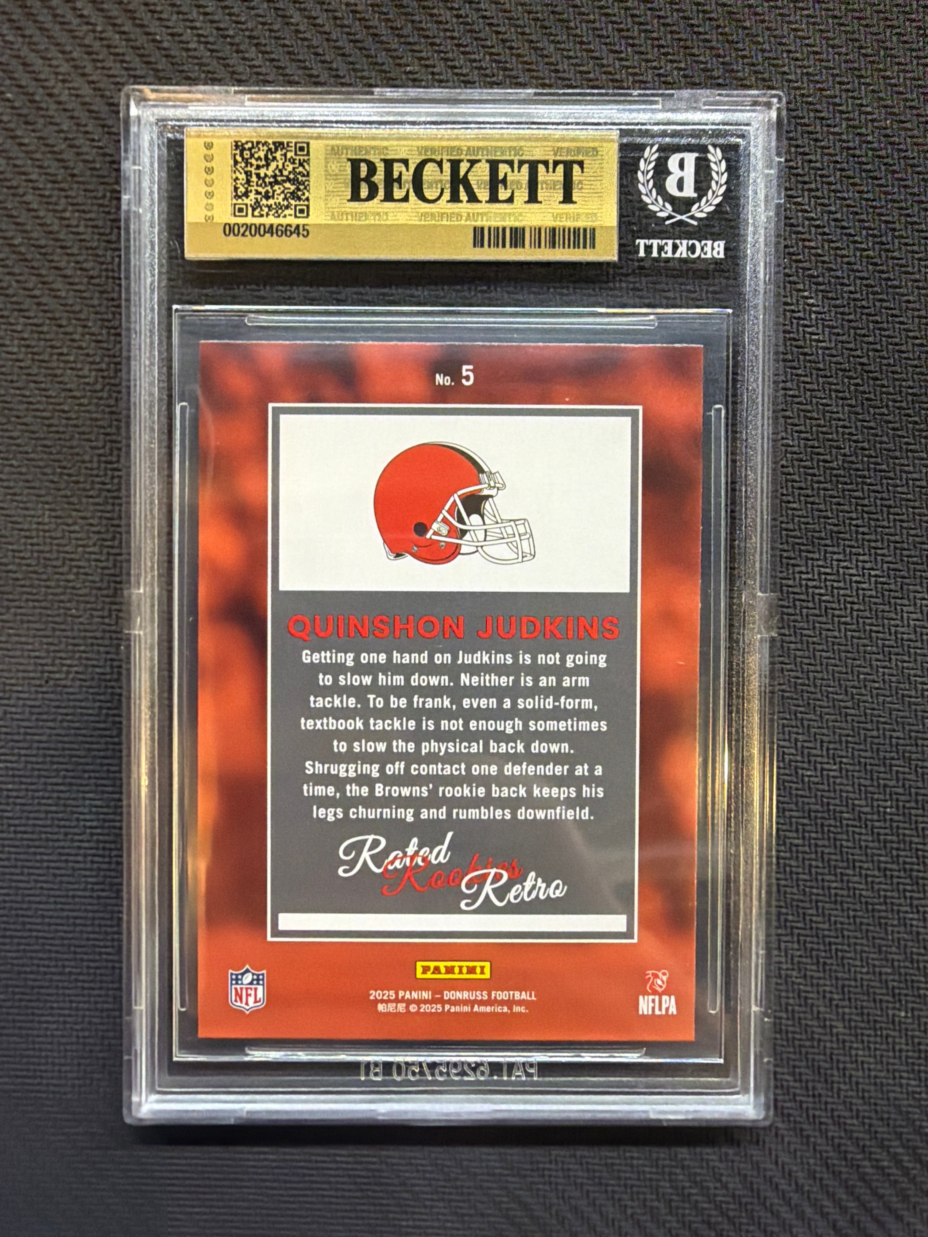 2025 Donruss Rated Rookies Retro Quinshon Judkins BGS 9.5 Browns