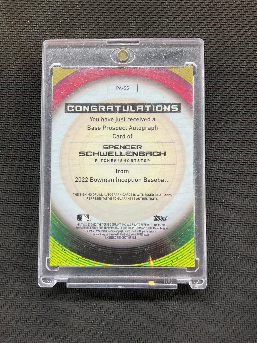 2022 Bowman Inception Spencer Schwellenbach Rookie Auto /99 Braves
