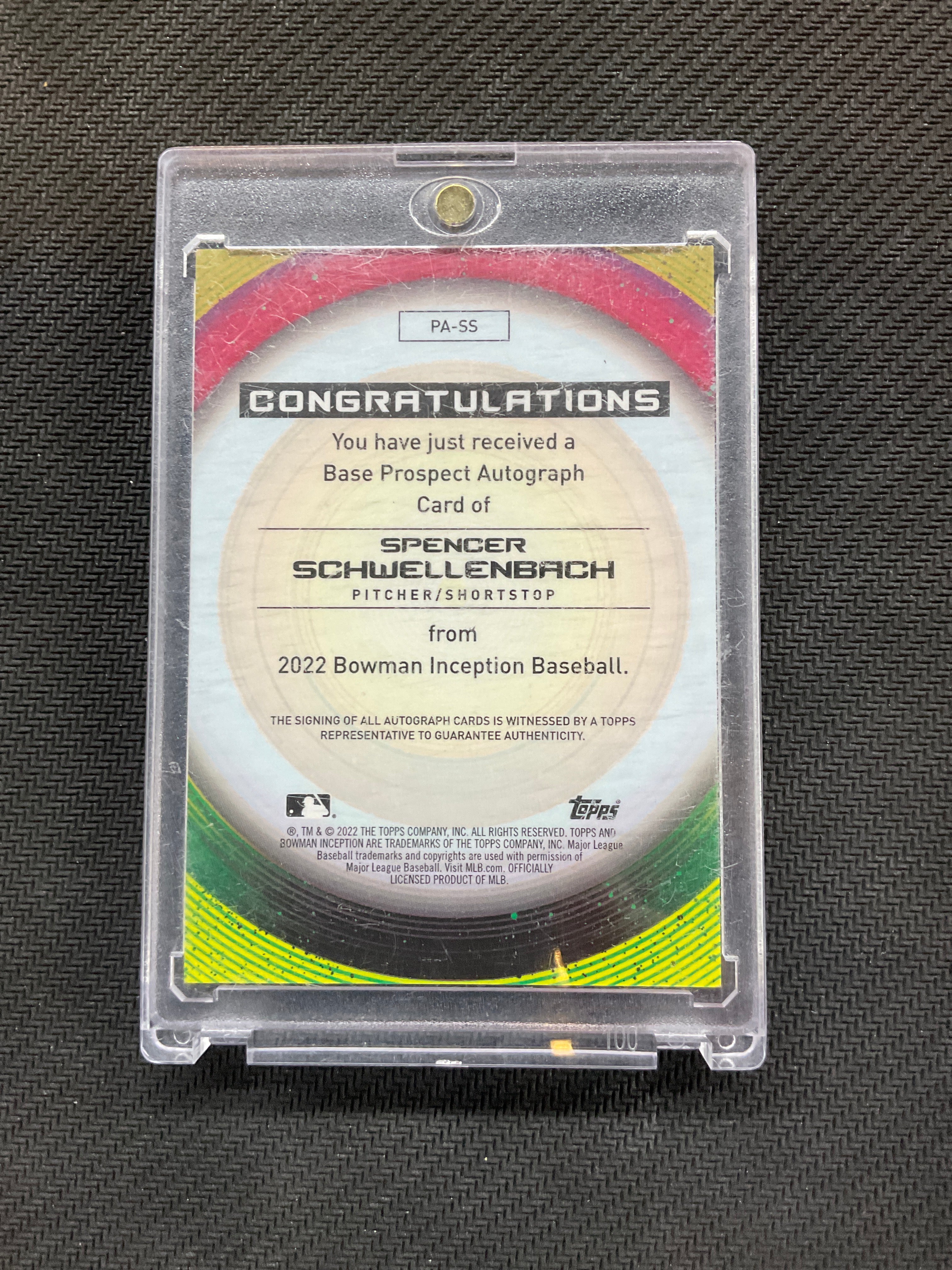 2022 Bowman Inception Spencer Schwellenbach Rookie Auto /99 Braves