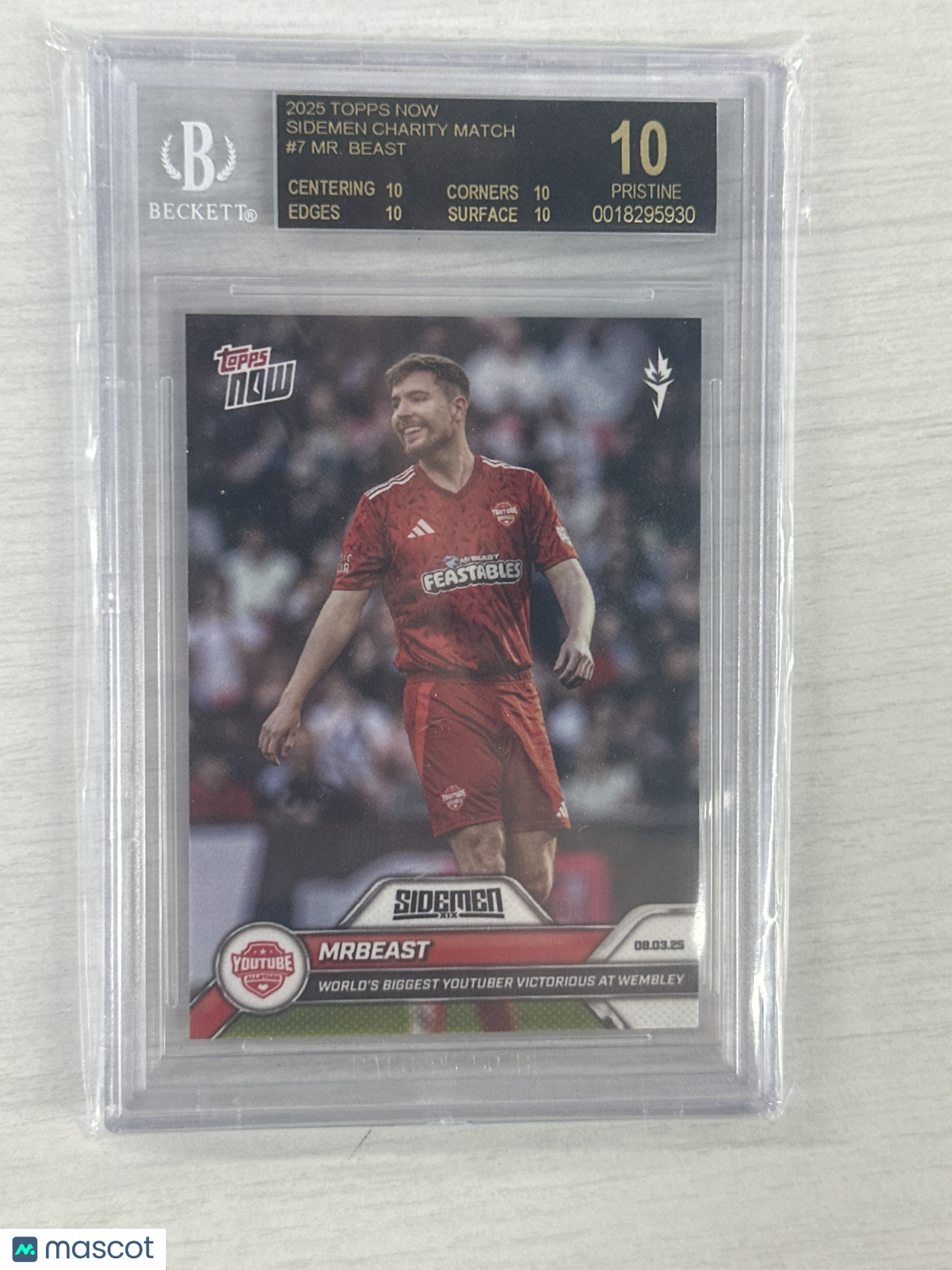 2025 Topps Now Sidemen Charity Match Mr. Beast #7 BGS 10