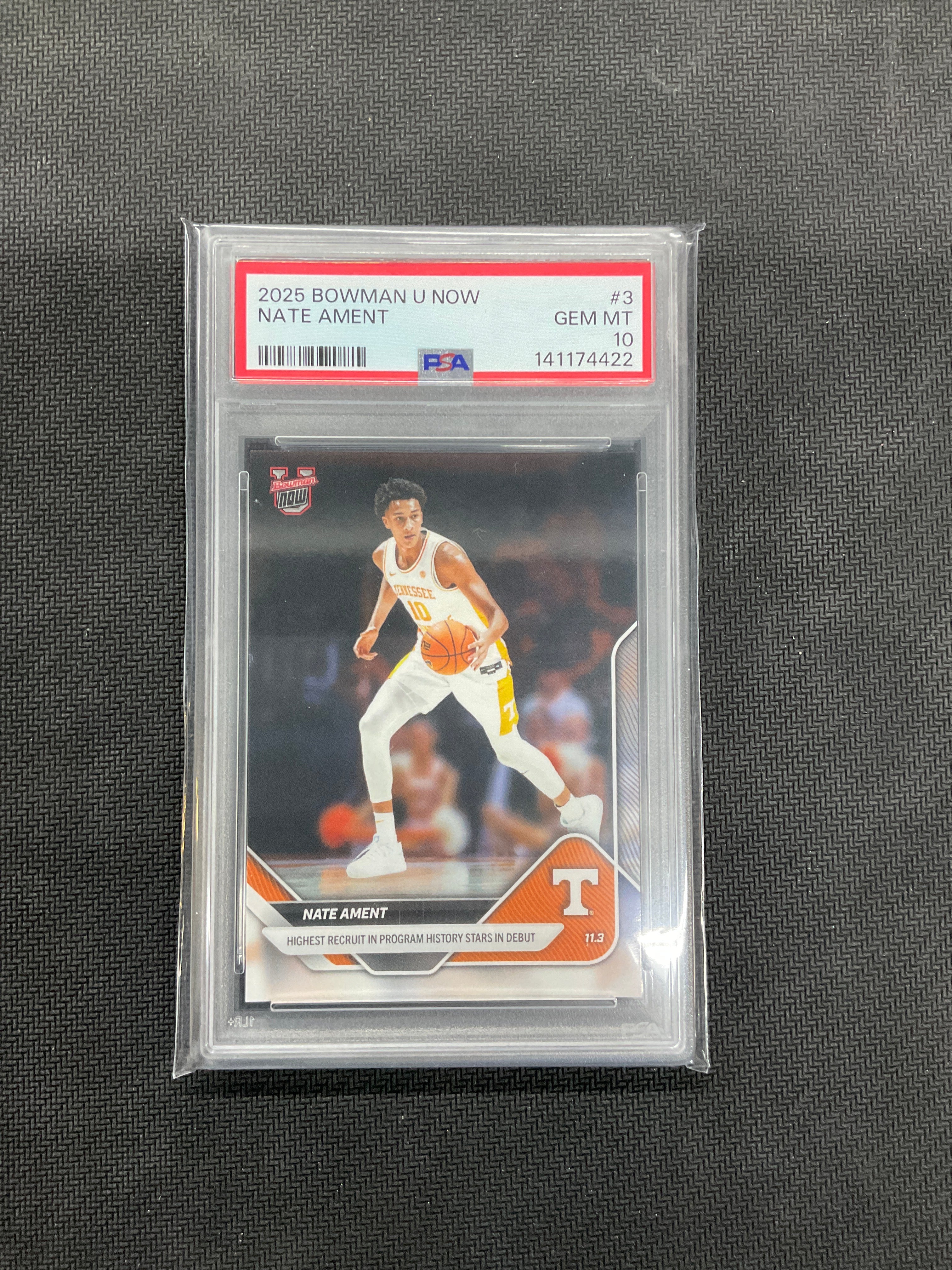 2025 Bowman U Now Nate Ament Rookie #3 PSA 10 Tennessee 422