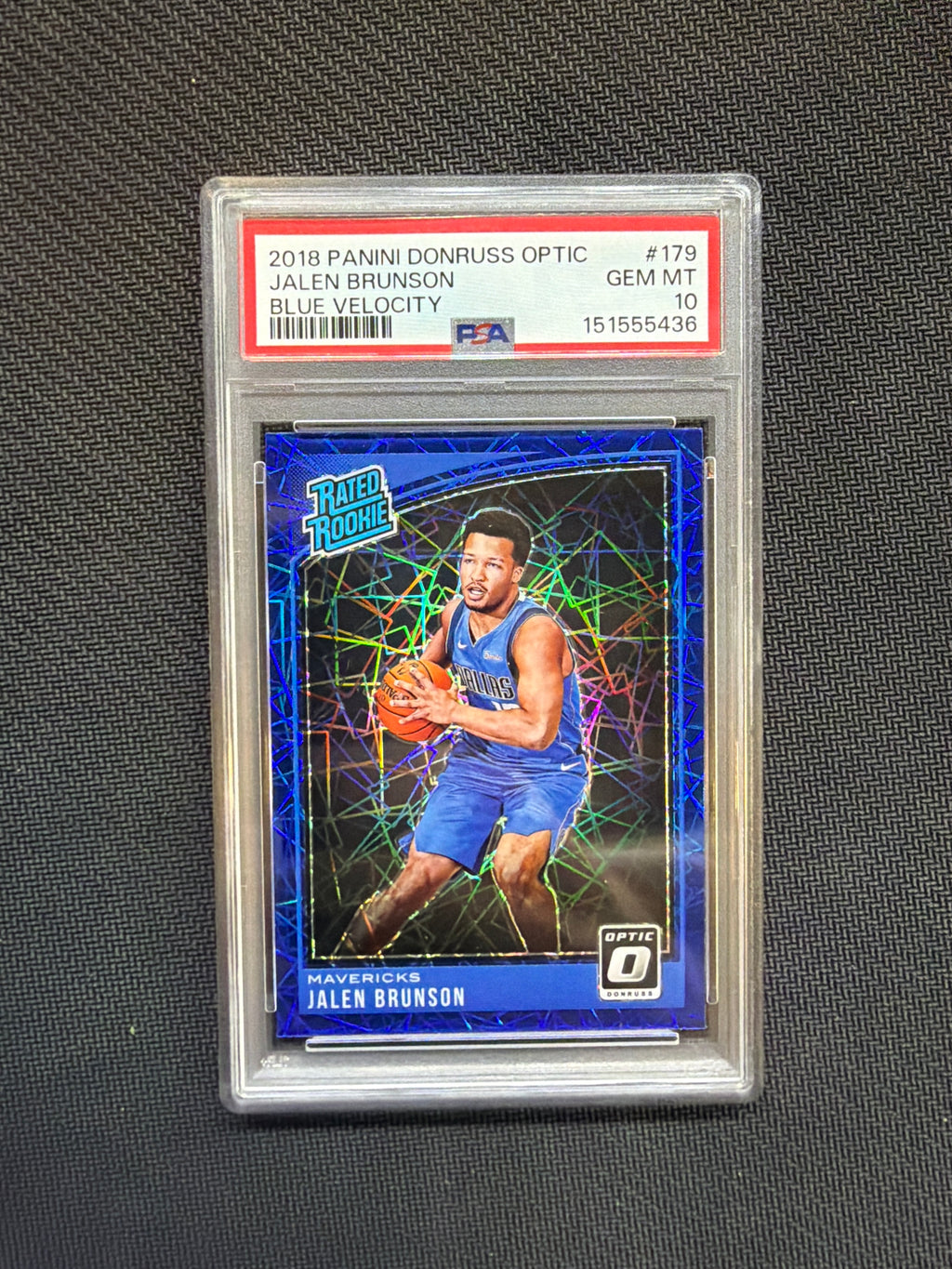 2018 Optic Jalen Brunson Blue Velocity Rookie PSA 10 Knicks
