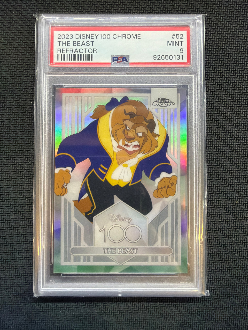 2023 Topps Chrome Disney 100 The Beast Refractor PSA 9 Rookie 131