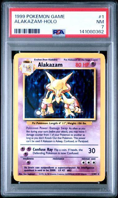 1999 Pokemon Base Alakazam Holo 1 PSA 7