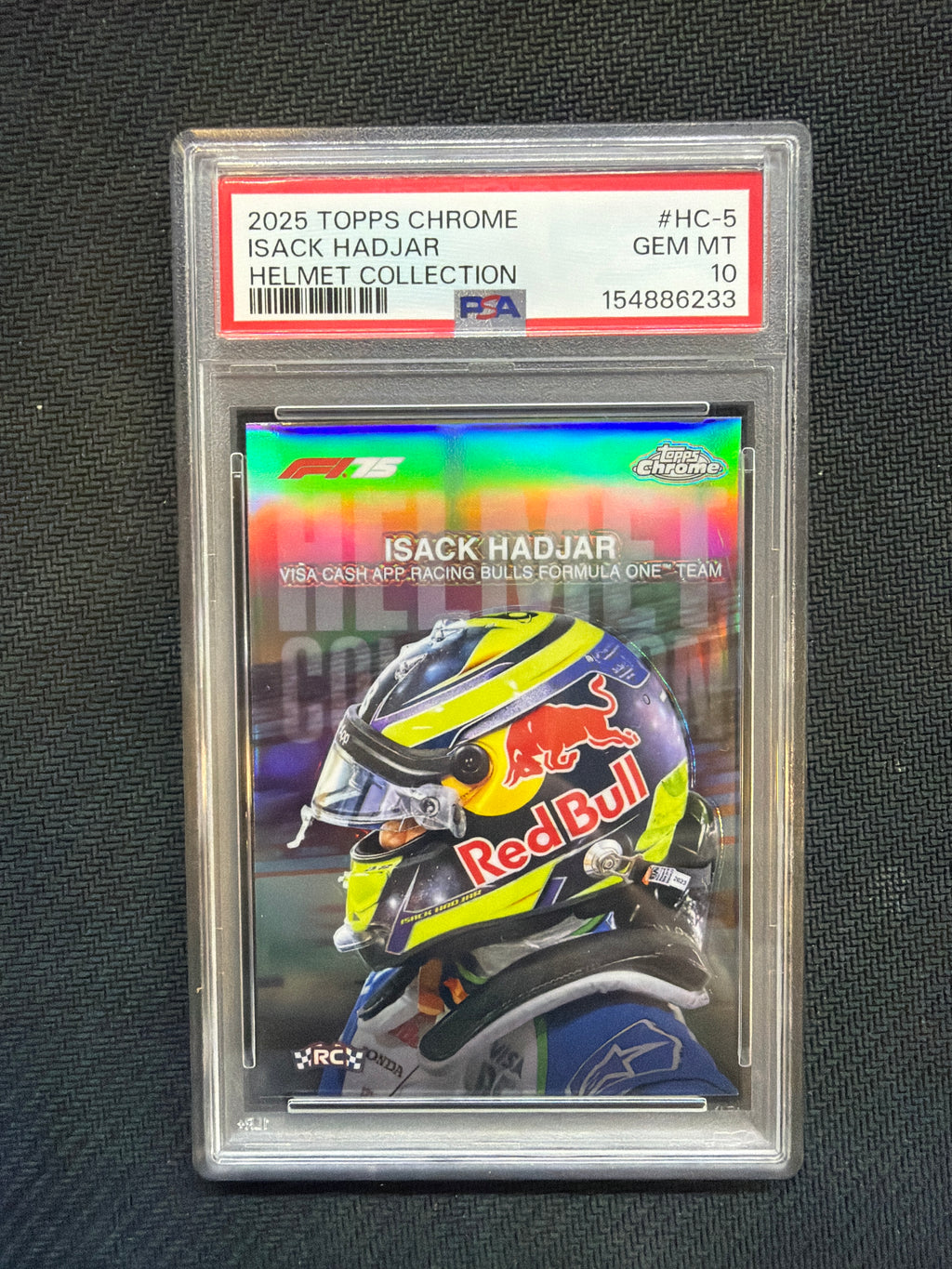 2025 Topps Chrome F1 Isack Hadjar Helmet Collection PSA 10