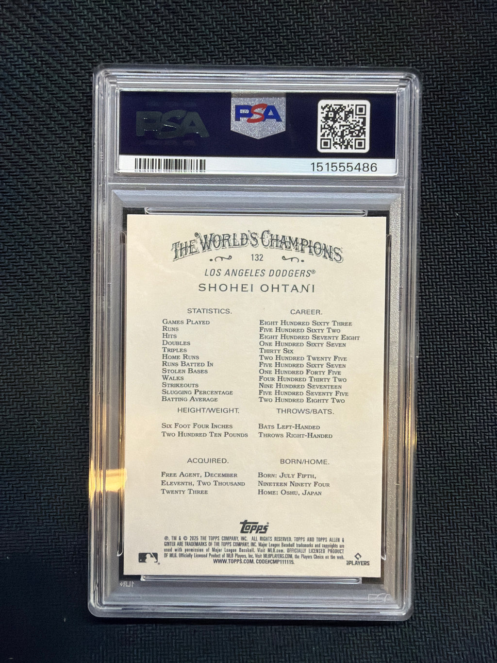 2025 Topps Allen & Ginter Shohei Ohtani PSA 10 Dodgers