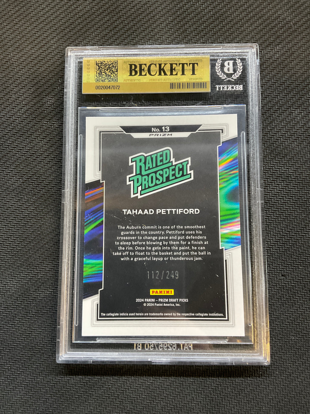 2024/25 Prizm Draft Picks Tahaad Pettiford Blue Wave /249 BGS 9.5 Auburn