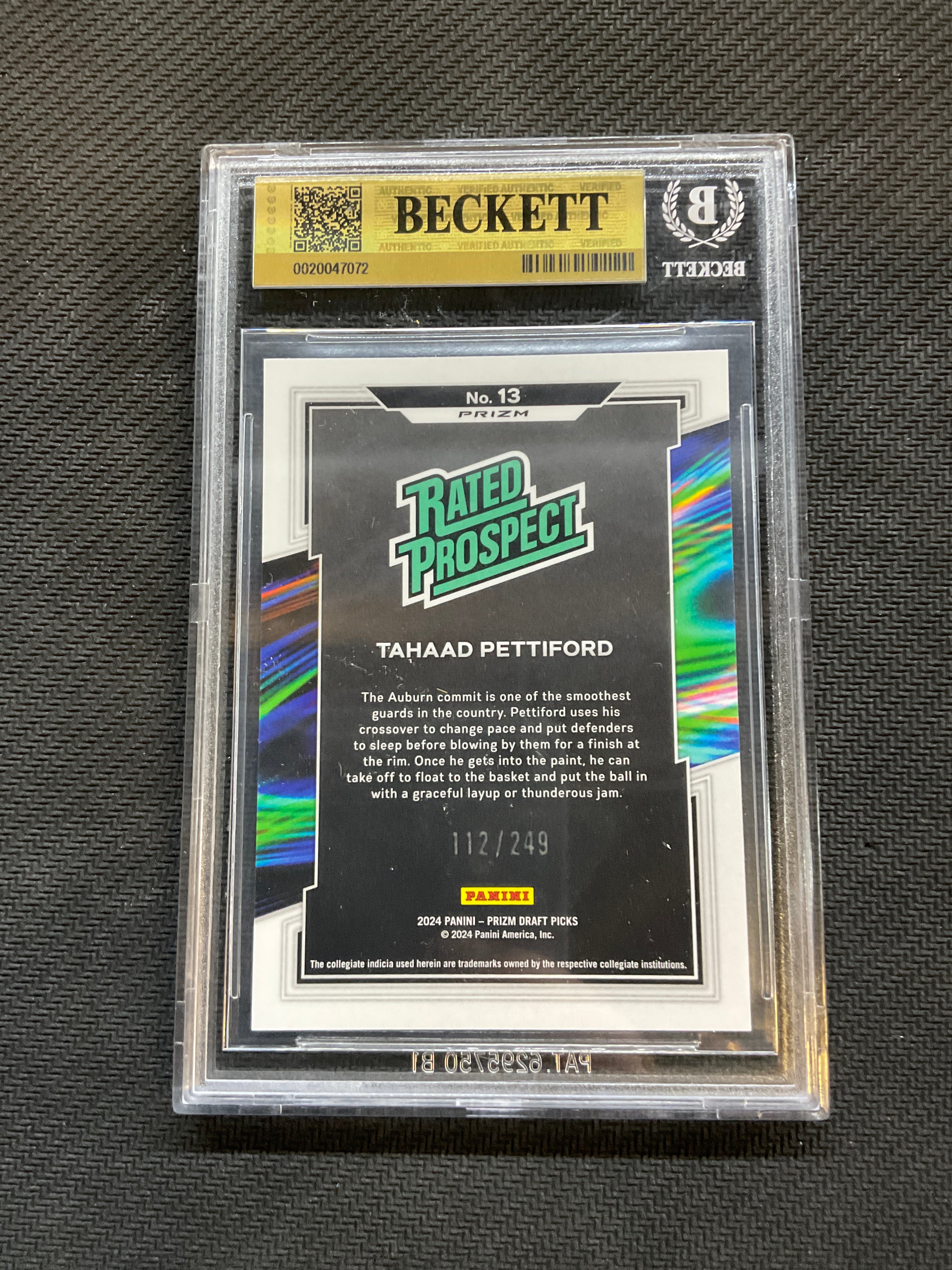 2024/25 Prizm Draft Picks Tahaad Pettiford Blue Wave /249 BGS 9.5 Auburn