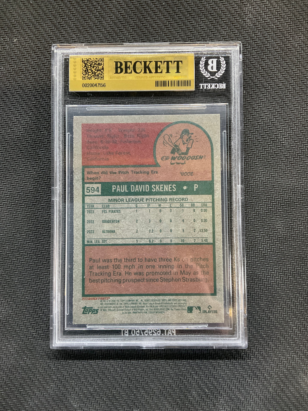 2024 Topps Heritage #594 Paul Skenes BGS 9.5 Rookie Pirates