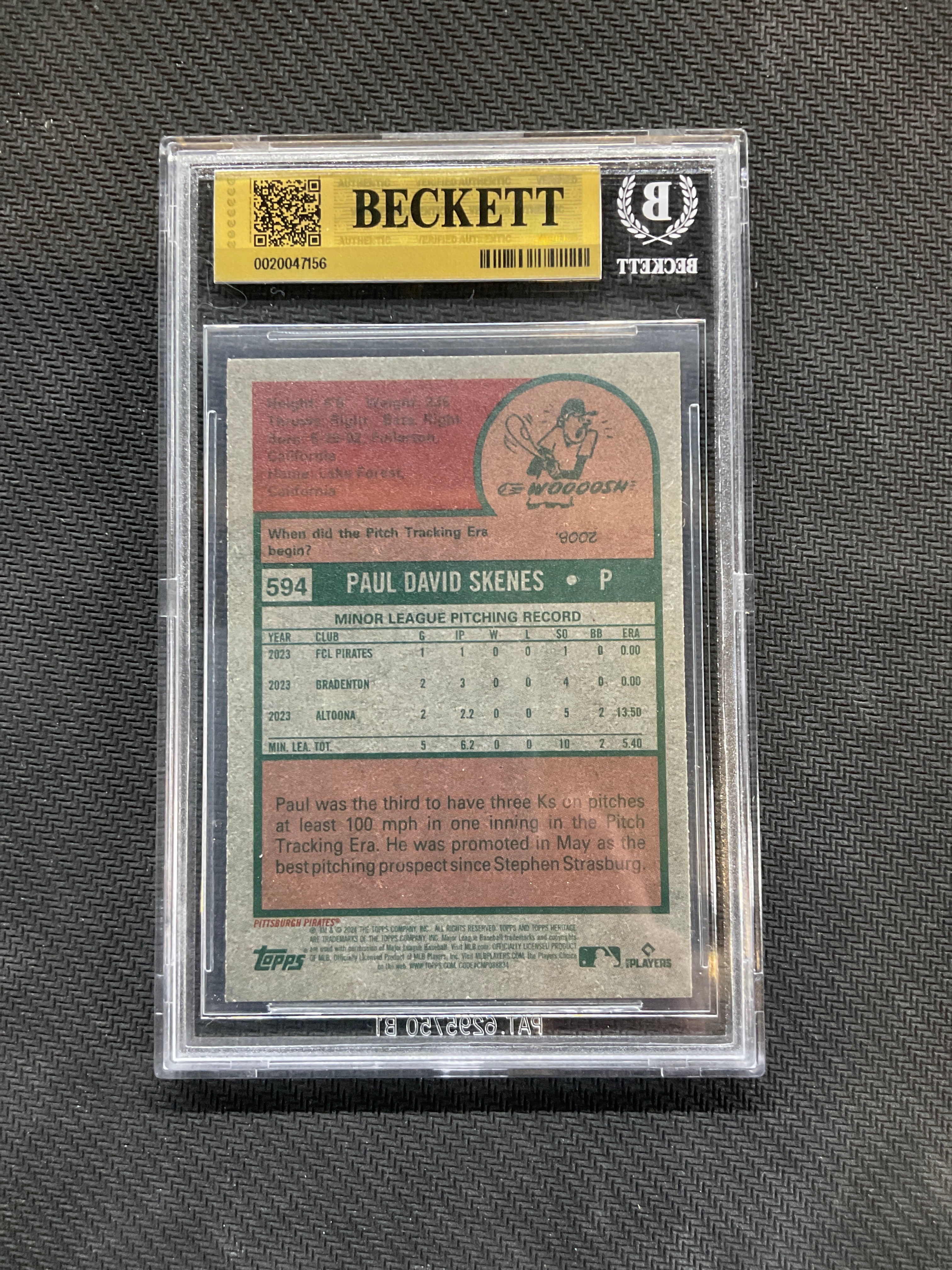 2024 Topps Heritage #594 Paul Skenes BGS 9.5 Rookie Pirates