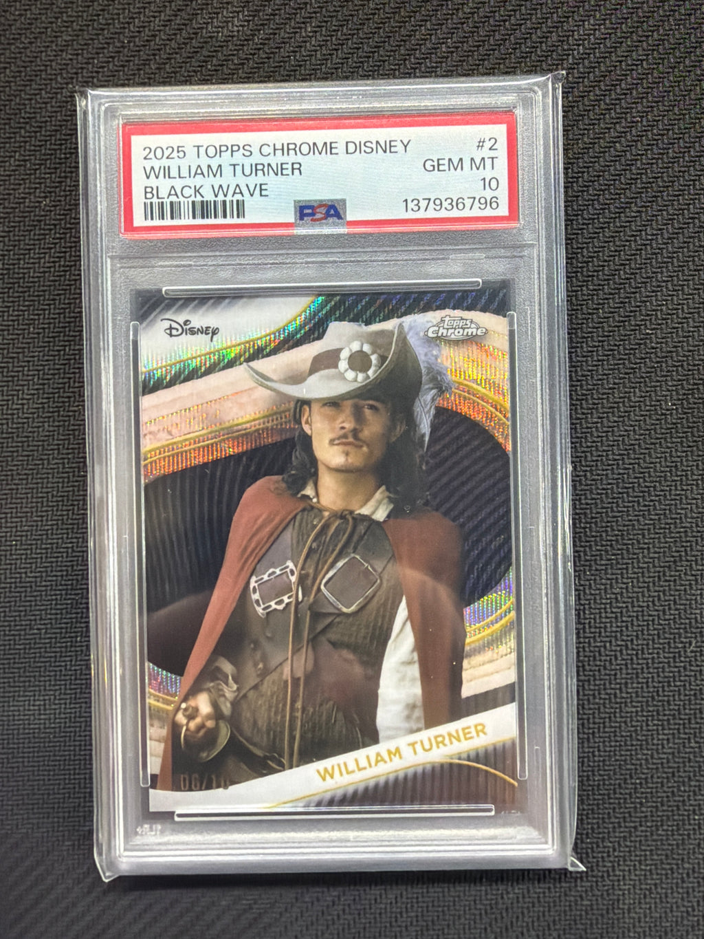 2025 Topps Chrome Disney William Turner Black Wave /10 PSA 10
