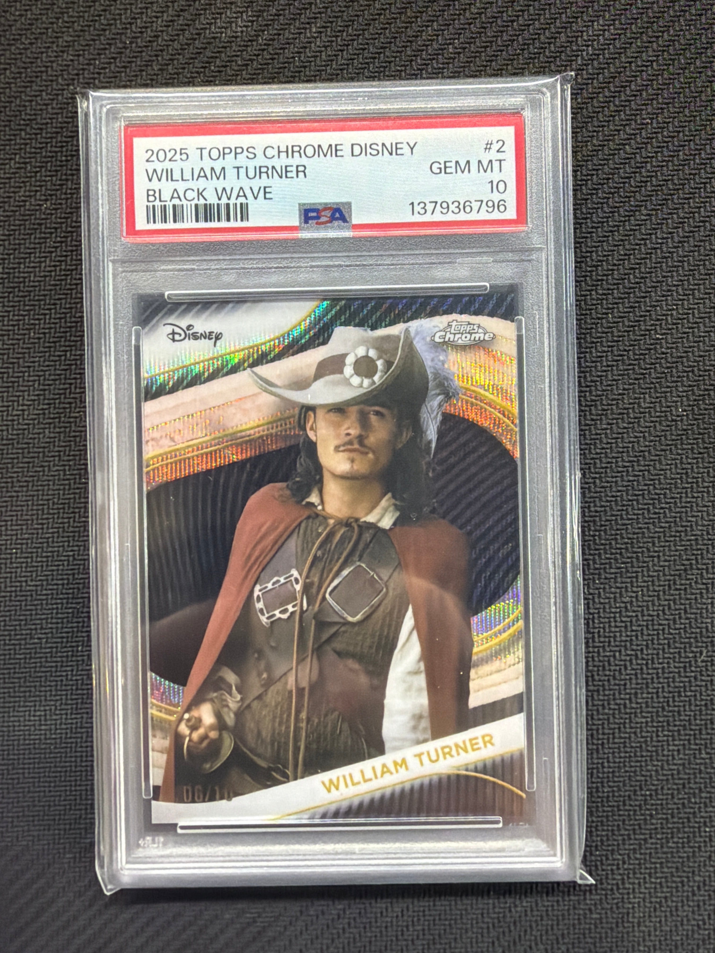 2025 Topps Chrome Disney William Turner Black Wave /10 PSA 10