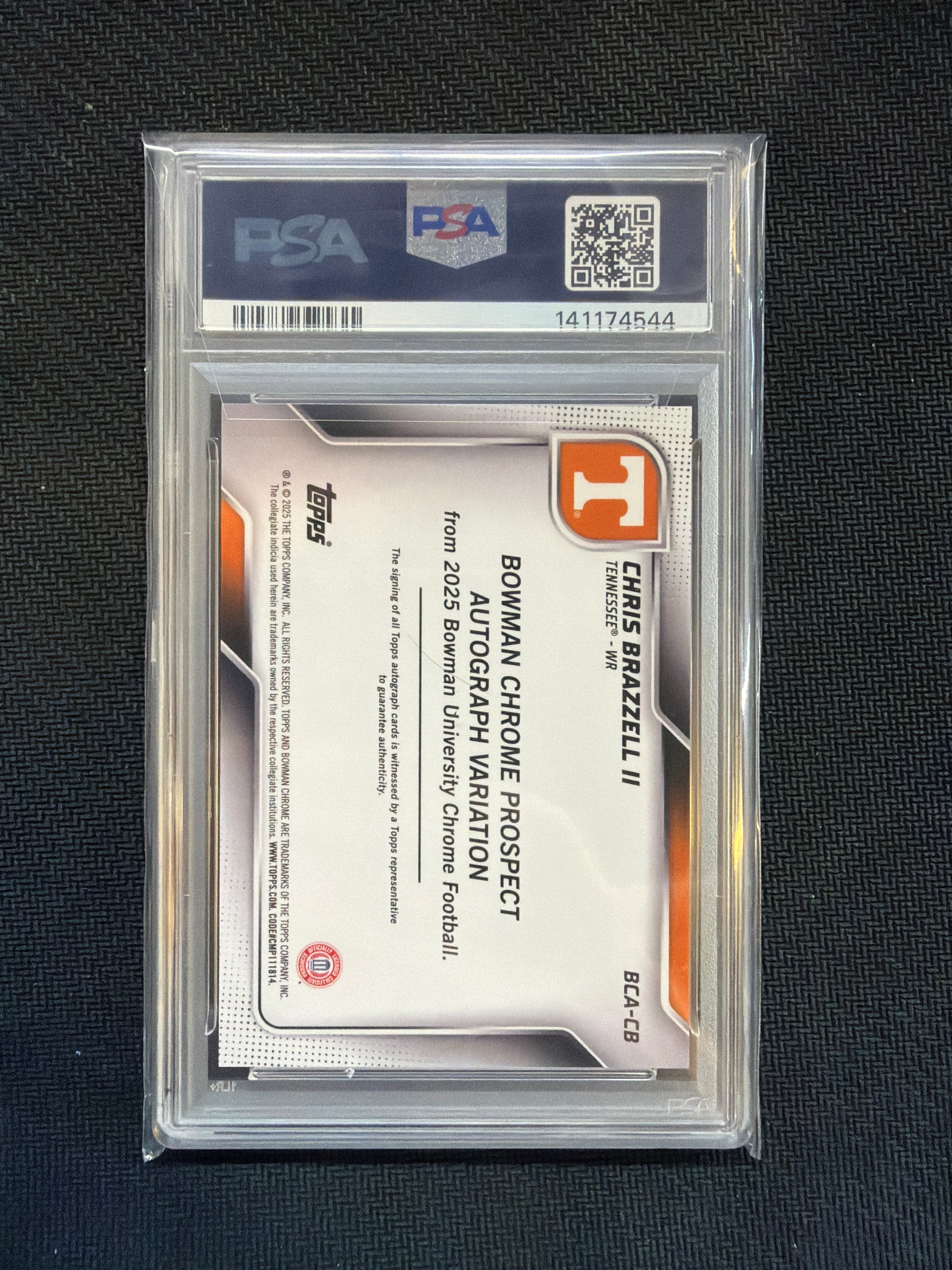 2025 Bowman U Chrome Chris Brazzell II Gold Auto /50 PSA 10 Tennessee
