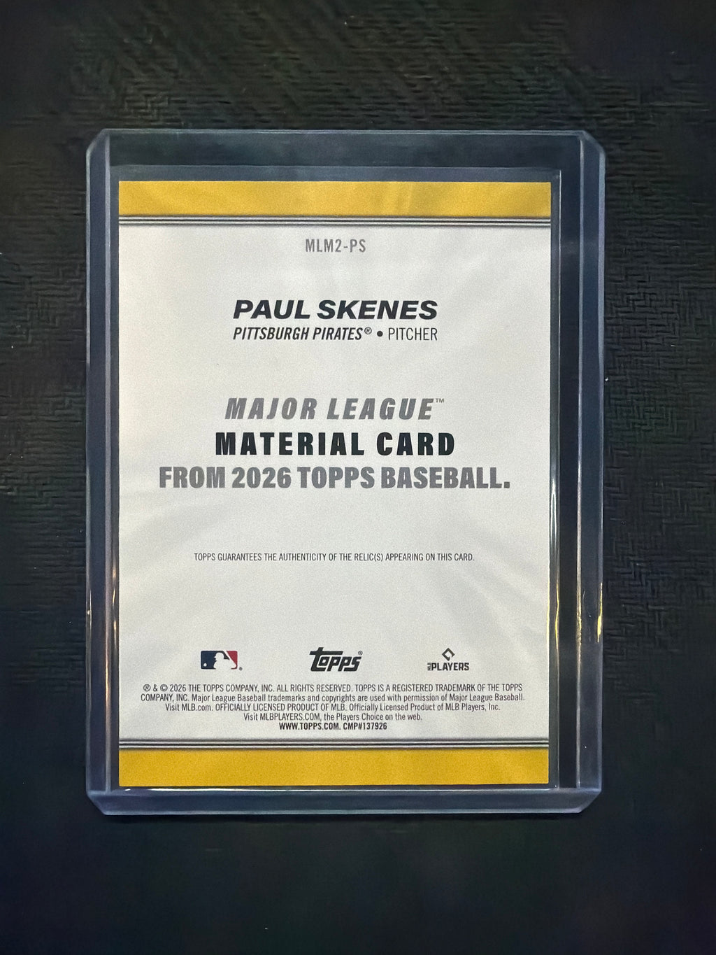 2026 Topps Series 2 Paul Skenes Major League Material PLAYER WORN Pirates