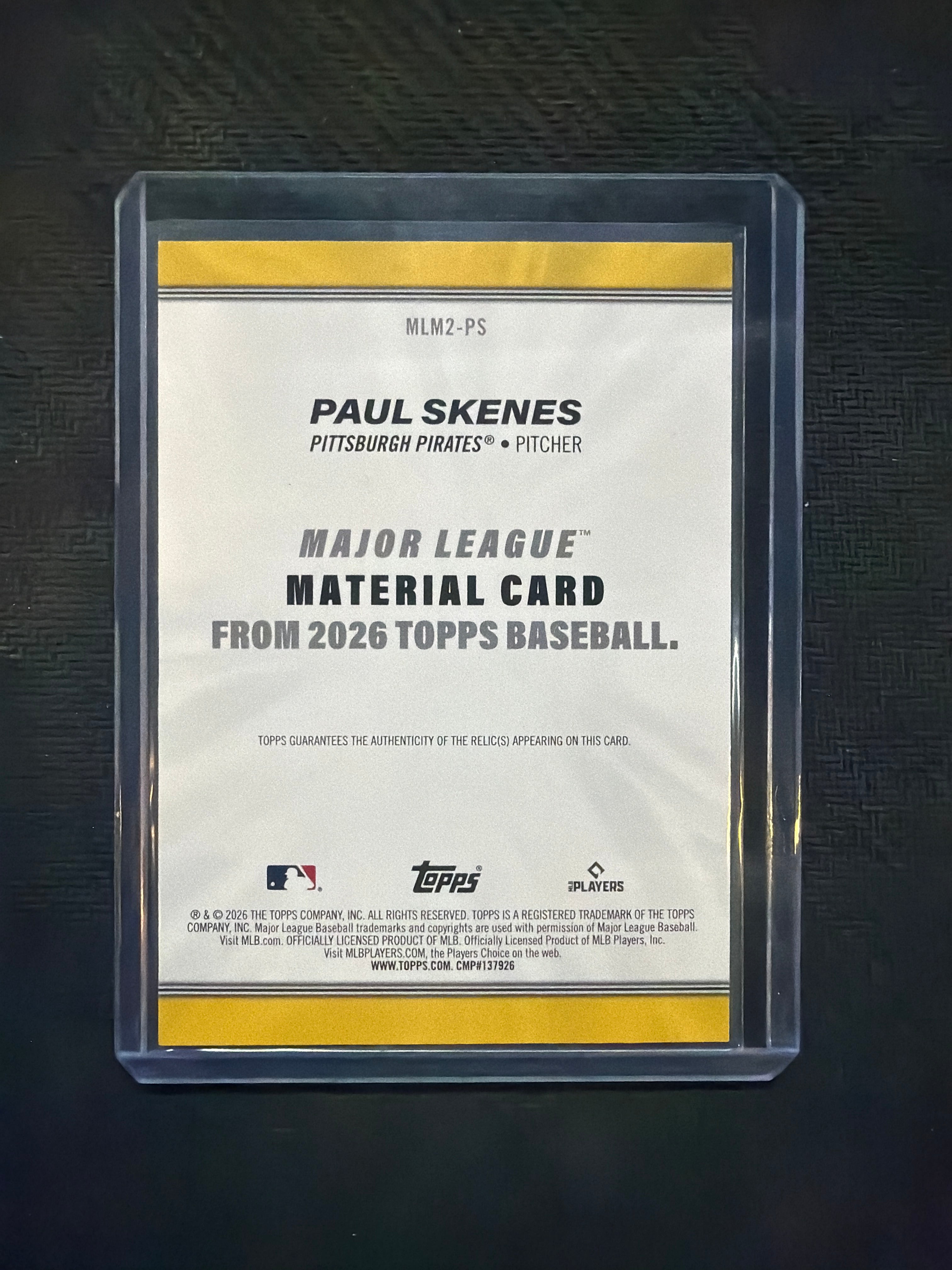 2026 Topps Series 2 Paul Skenes Major League Material PLAYER WORN Pirates