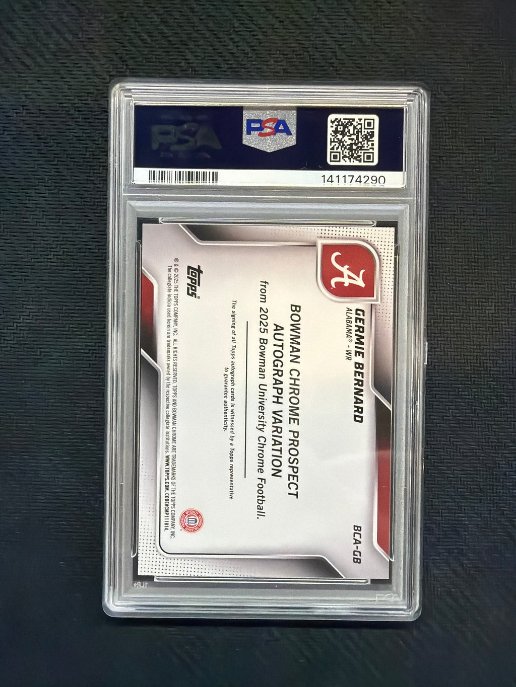 2025 Bowman U Chrome Germie Bernard Auto /150 PSA 10 Alabama