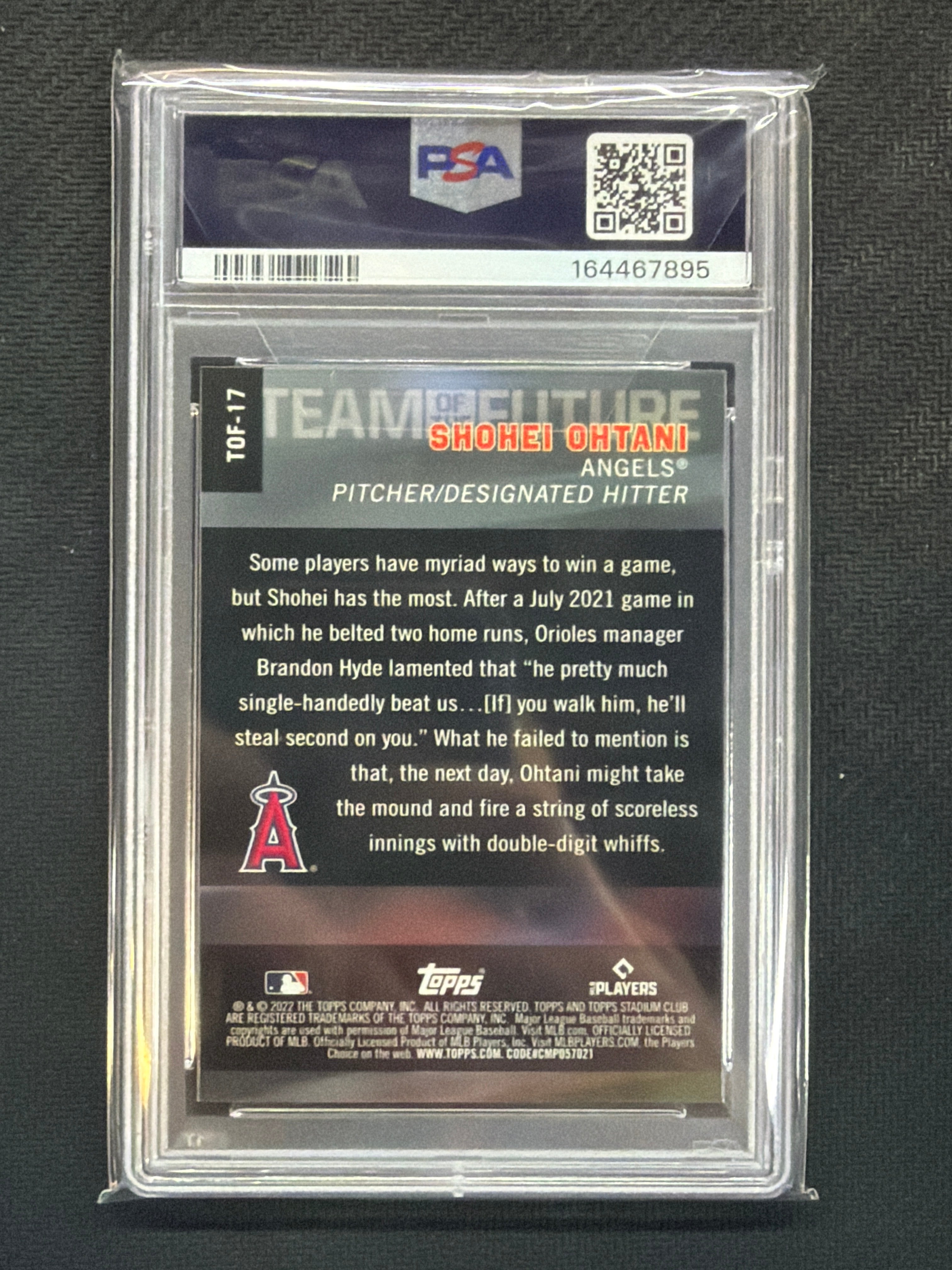 2022 Stadium Club Shohei Ohtani Team Of The Future PSA 10 895