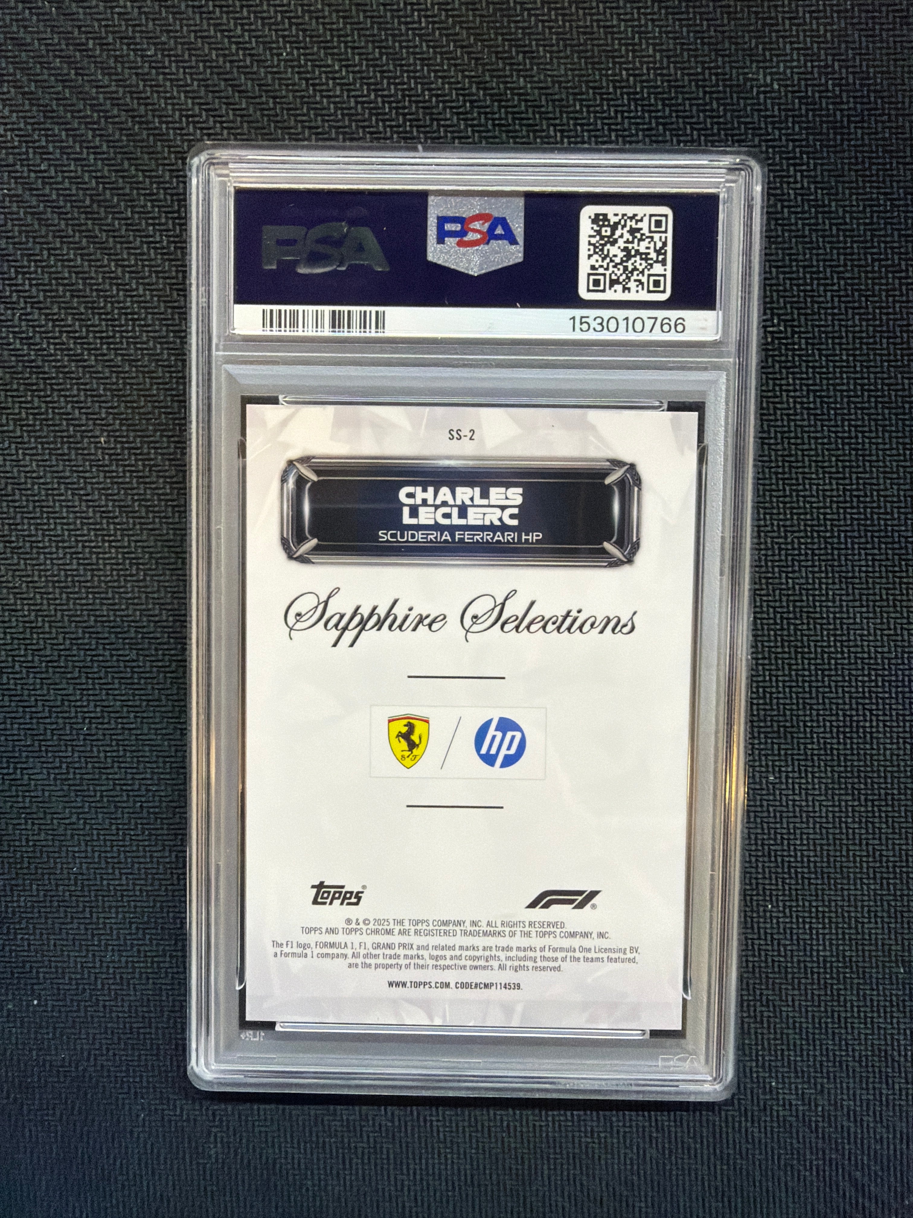 2025 Topps Chrome F1 Sapphire Charles Leclerc Selections PSA 9 Ferrari
